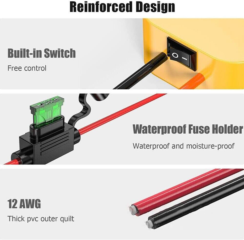 For Dewalt 20V/18V Max Battery Adapter W/Fuse to Dock Power Connector Adapter image number 3