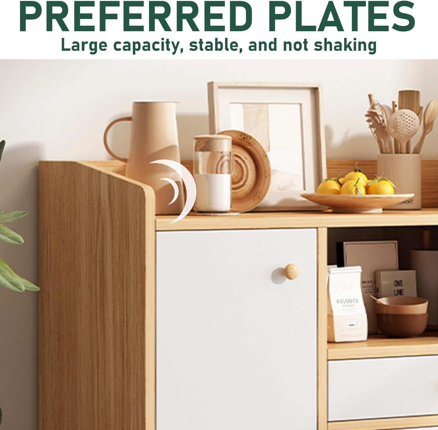 Uandhome Sideboard Cabinet,Modern Kitchen Storage Cabinet with 1 Drawer & 4 Doors for Microwave Oven,Tableware and Kitchens Utensils,Modern Storage Cabinets for Dining Room,Living Room & Kitchen image number 2