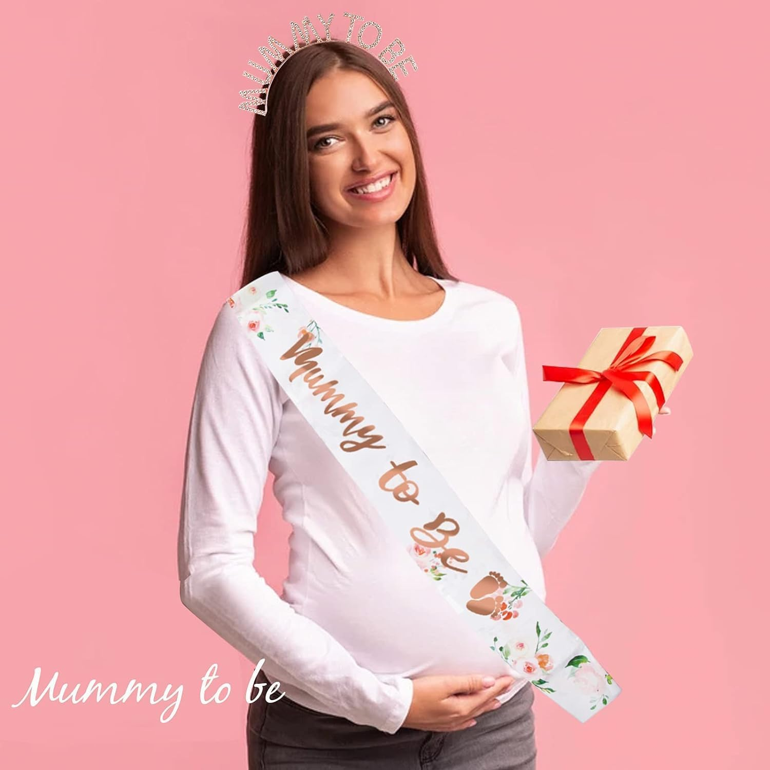 Mummy to Be Sash Set, Fyvadio Mummy to Be Gifts Baby Shower Sash with Crown Headband, Mum to Be Sash Party Decoration for Gifts to Mum Accessories Decor Favour Party Supplies image number 4