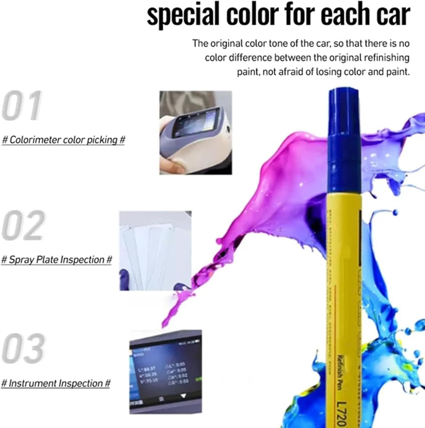 Car Touch up Paint,Waterproof Touch up Paint in Pen Shape Car Scratch Remover - Effective Multifunctional Professional Scratch Repair Supplies for Car Maintenance image number 6