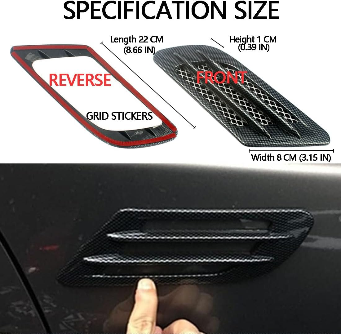 2 PCS Flying Wing Universal Hood Air Vents Car Hood Scoop Air Wing Trim Fender Vent Universal Exterior Hood Air Outlet Wing Trim Fit Exterior Glossy Trim Cars and Accessories (Fibres) image number 6