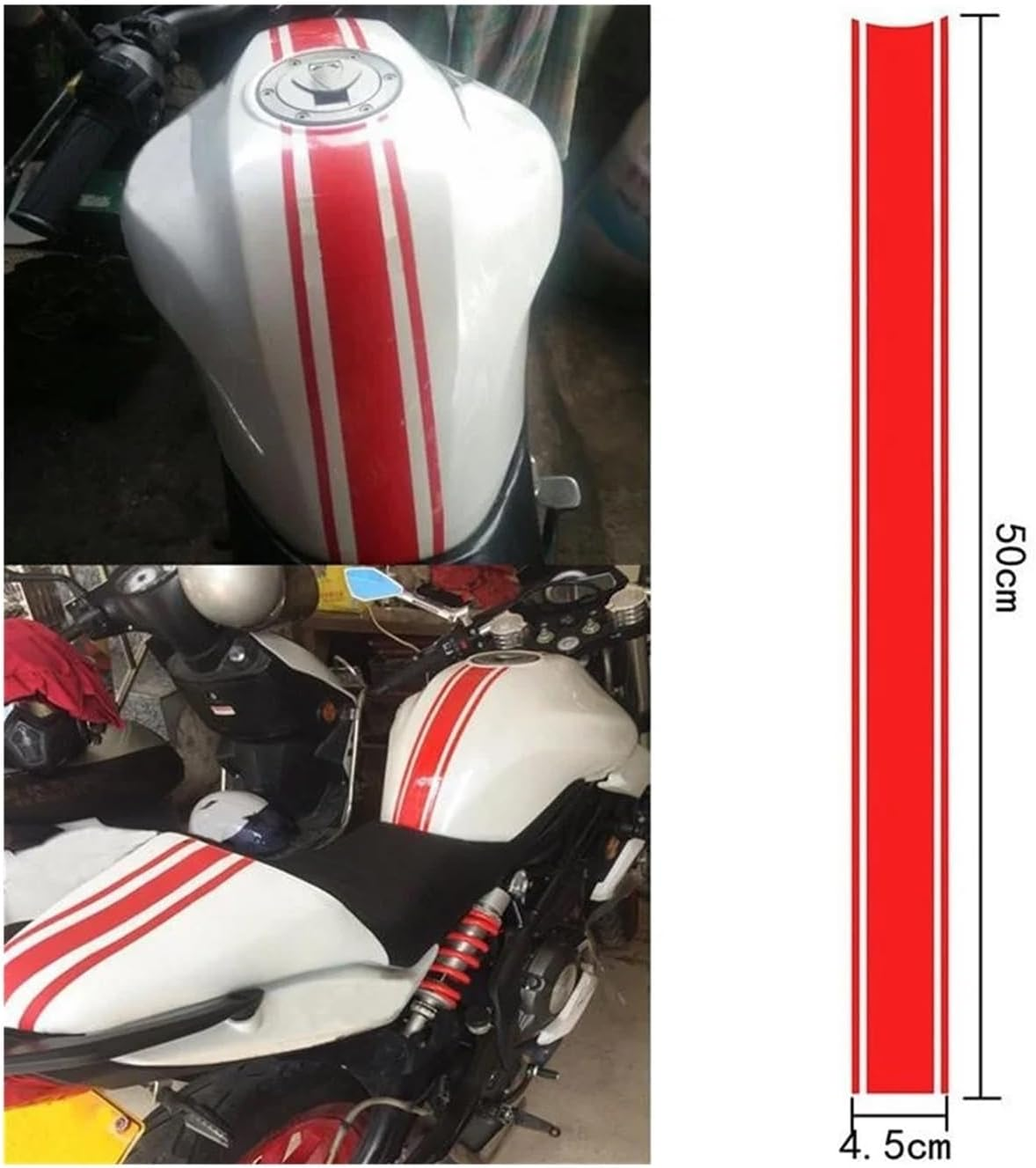 Motorcycle Tank Sticker Cowl Stripe Waterproof Stickers Self Adhesive Decal Sticker Decoration (Color : Yellow 2Pcs) - Red image number 2