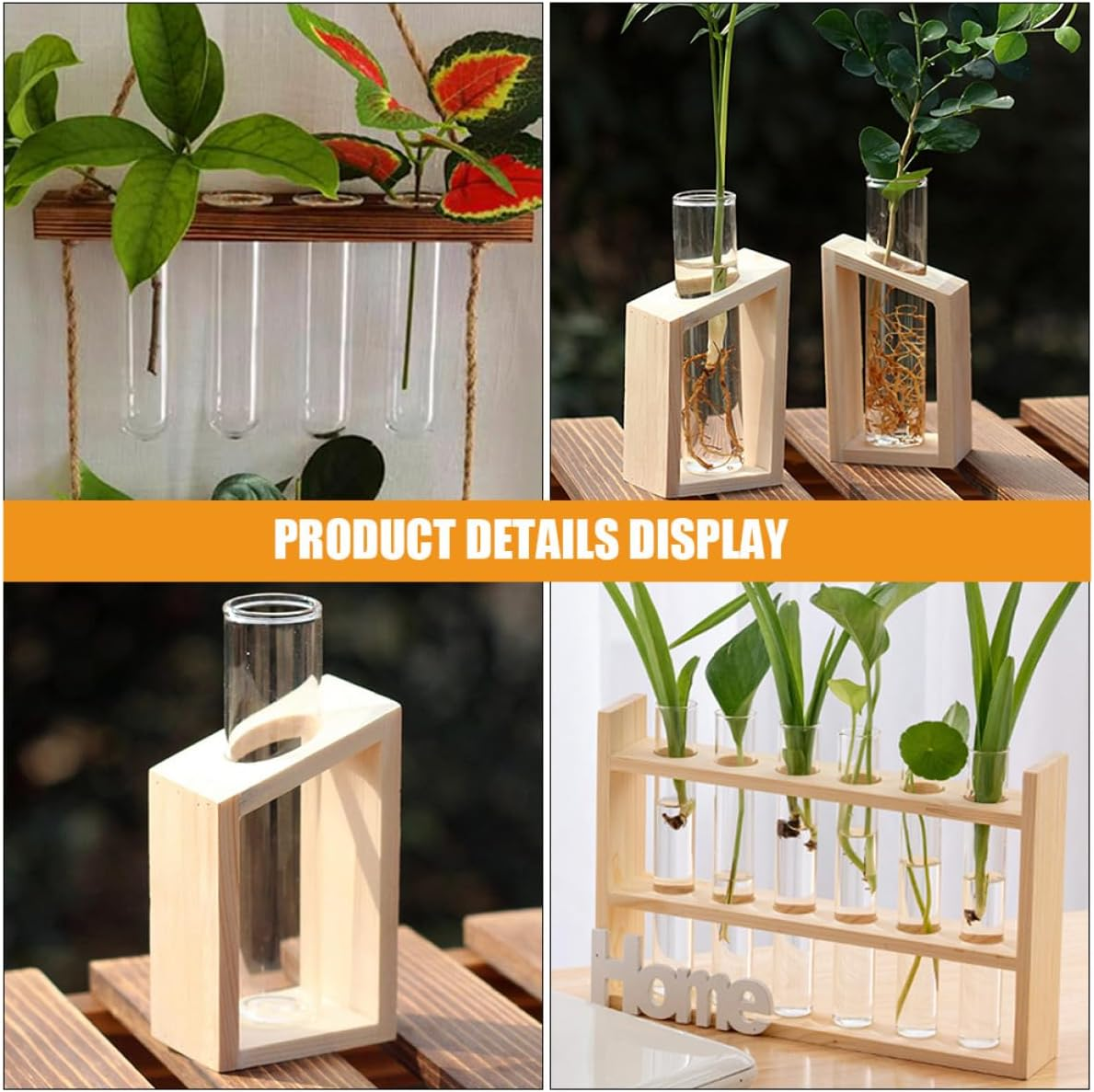 NULYLU 4Pcs Glass Hydroponic Plant Tubes Vase Set, Small Test Tube Planters with round and Flat Bottoms, Suitable for Home and Office Terrarium Gardening image number 1