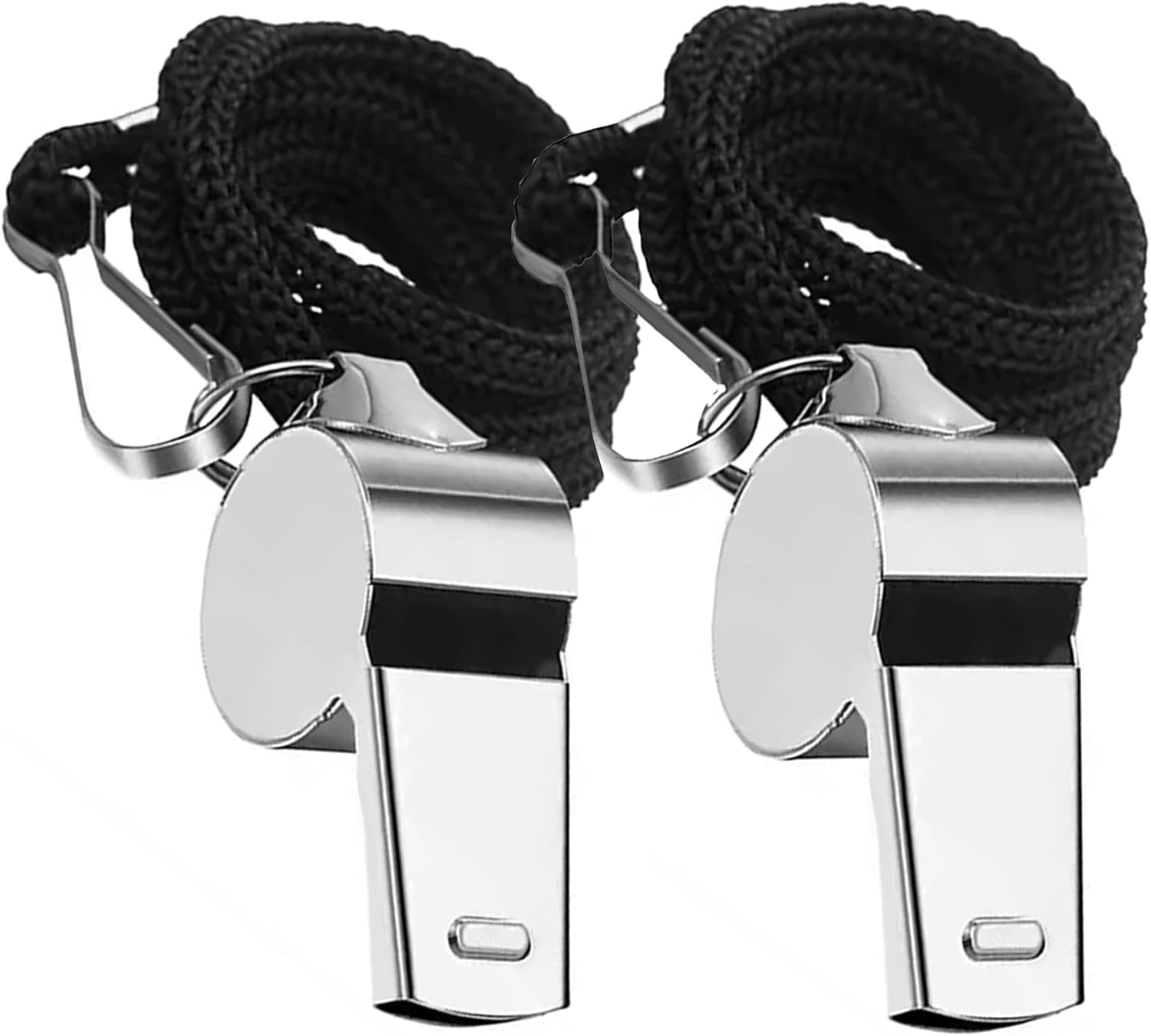 SHUBEIEUMI 2 Pack Stainless Steel Whistle, Sports Whistle with Lanyard, Loud Crisp Sound Whistles, Referee Whistle for Outdoor Activities, Referees, Coaches, Lifeguards, Soccer, Emergency