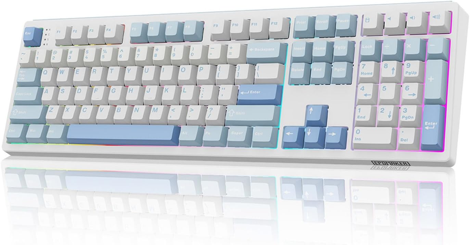 Mechlands EPOMAKER TH108 Full Size Mechanical Keyboard, 108 Keys Wireless Gaming Keyboard, 8000Mah Battery, Creamy Gasket, Hot Swap, Custom Driver, RGB Backlights (Black, Creamy Jade Switch)