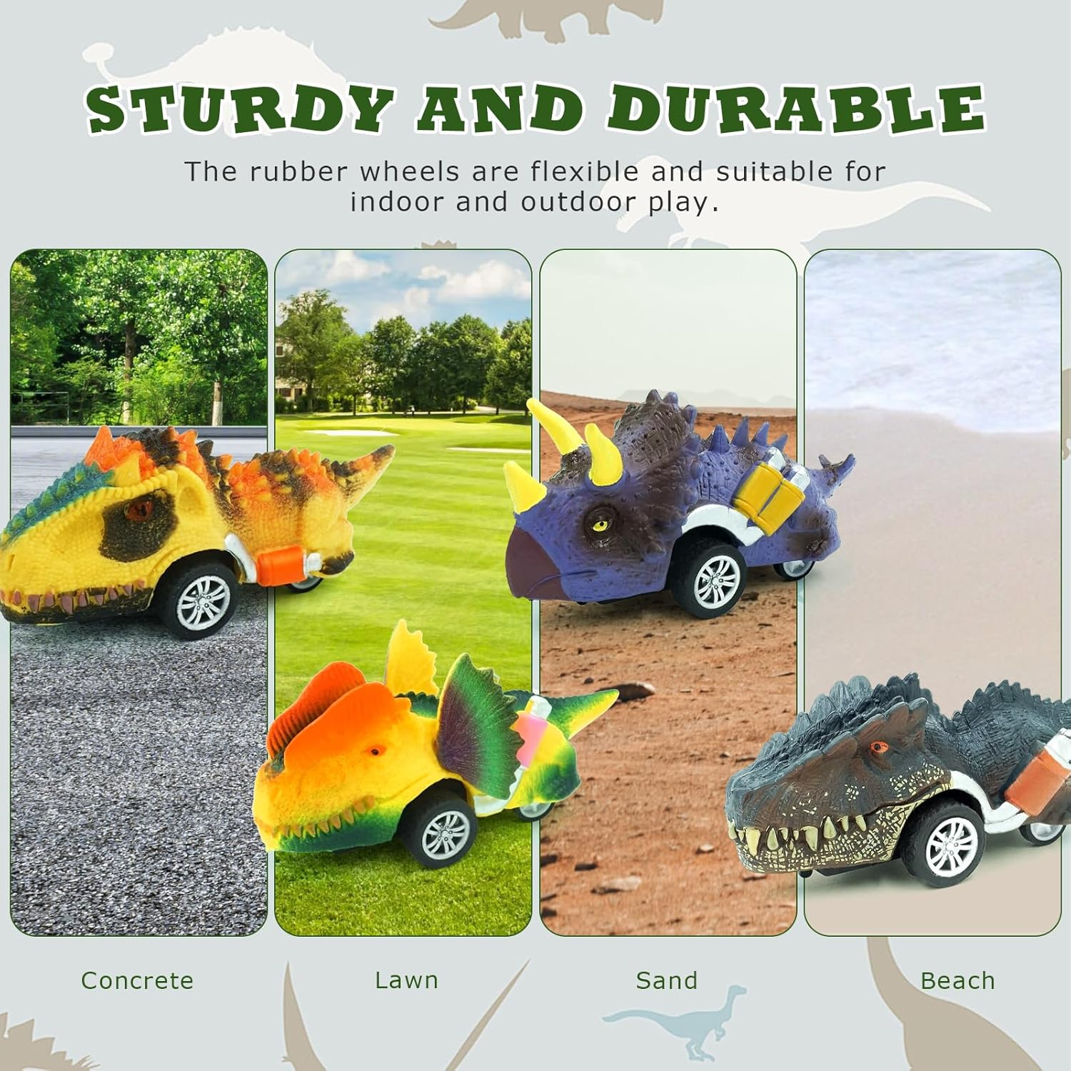 Dinosaur Toy Pull Back Cars,6 Pack Dino Toys for 3 Year Old Boys Girls and Toddlers,Boy Toys Age 3,4,5 and Up,Pull Back Toy Cars,Dinosaur Games with T-Rex image number 4