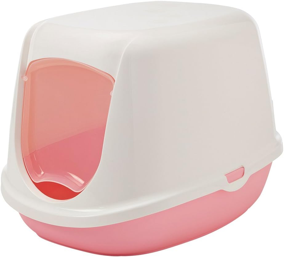 Savic Cat Litter Pan Duchesse with Door, 44 X 35 X 32 Cm, Pink-White