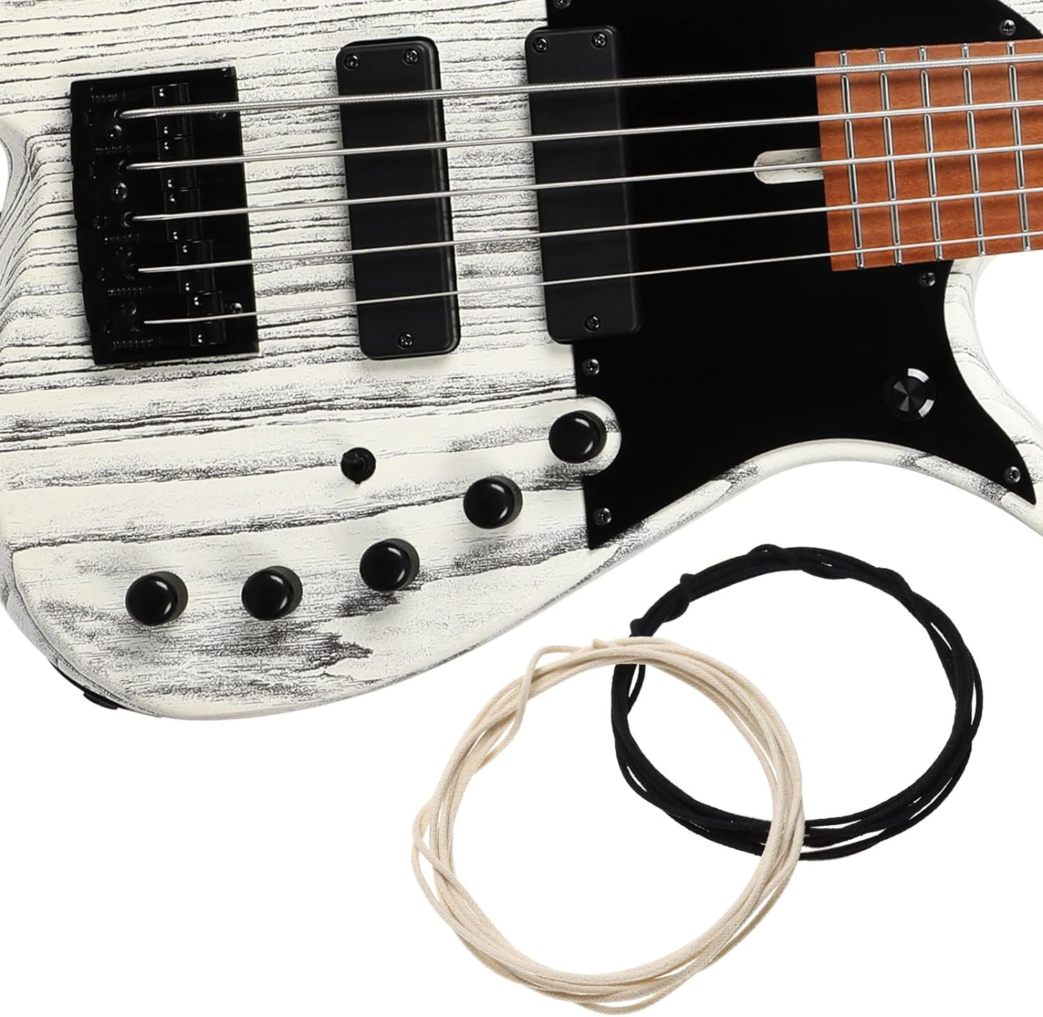 4PCS Guitar Wire 1M/ 39.3" Vintage-Style Waxed Cloth-Covered Pushback Guitar Pickup Cable for Electric Guitars Pickup Replacement Parts (2 Black & 2 White) image number 5