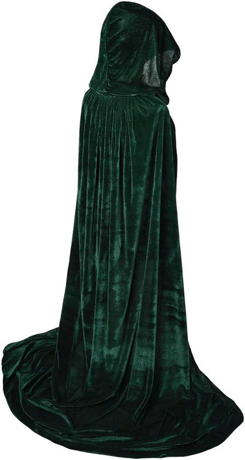 BIGXIAN Full Length Hooded Velvet Cloak Halloween Christmas Fancy Cape Costumes 59" image number 3