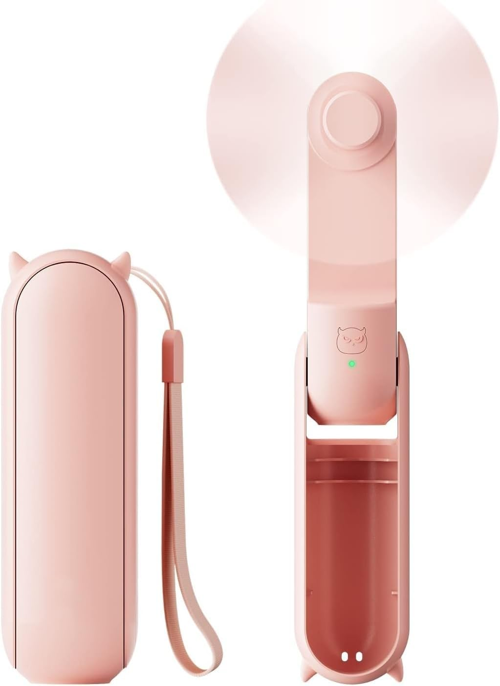 Portable Handheld Fan, Foldable Small Fan, Mini Hand Held Fan with USB Rechargeable 2000Mah Battery, Eyelash Fan for Girls, Travel for Women, Outdoor, HZ001 (Pink)