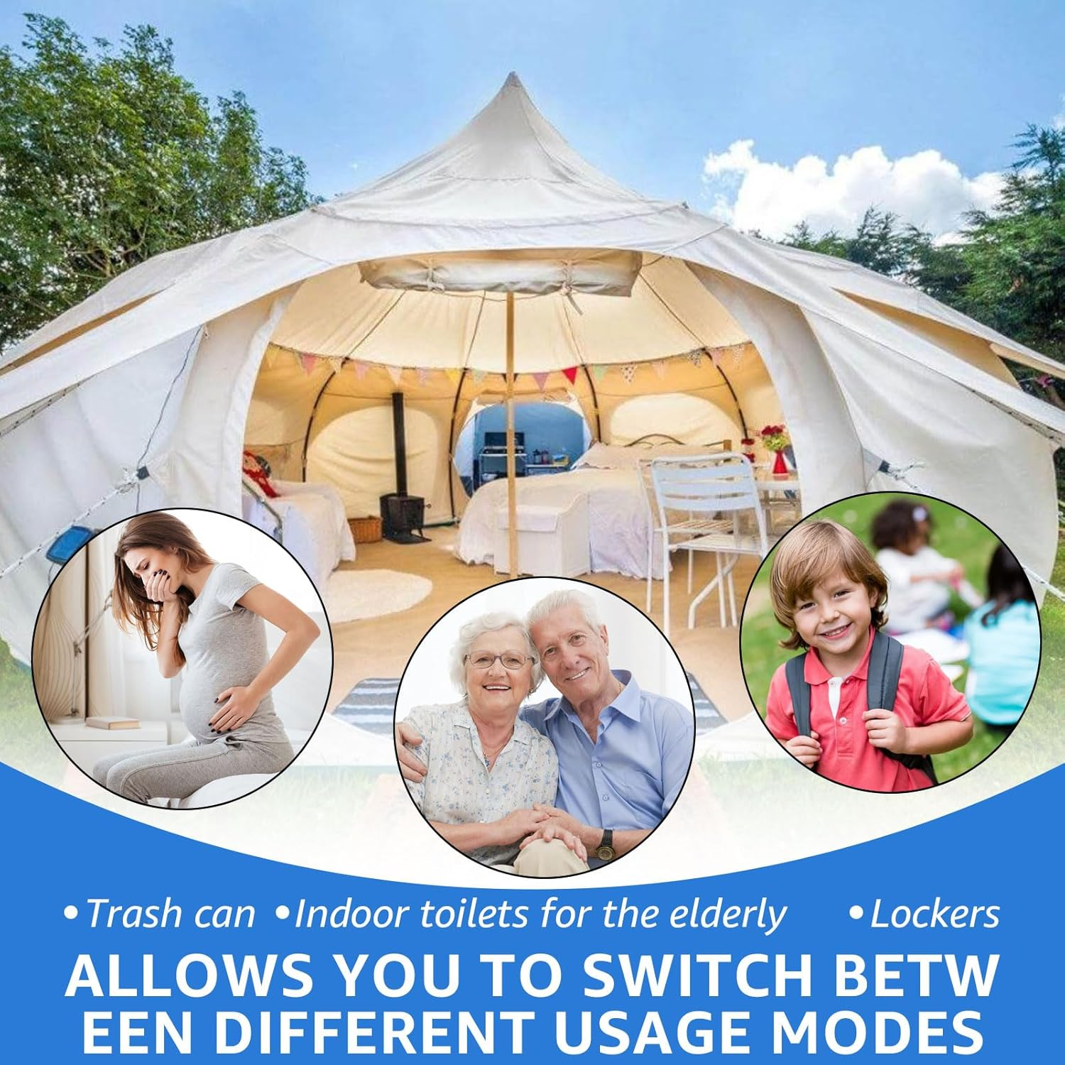 Retractable Portable Toilet, Portable Toilet, Potty Folding Toilet Camping Toilet Bucket with Toilet Paper Holder for Travel Camping 33&times;34Cm image number 1