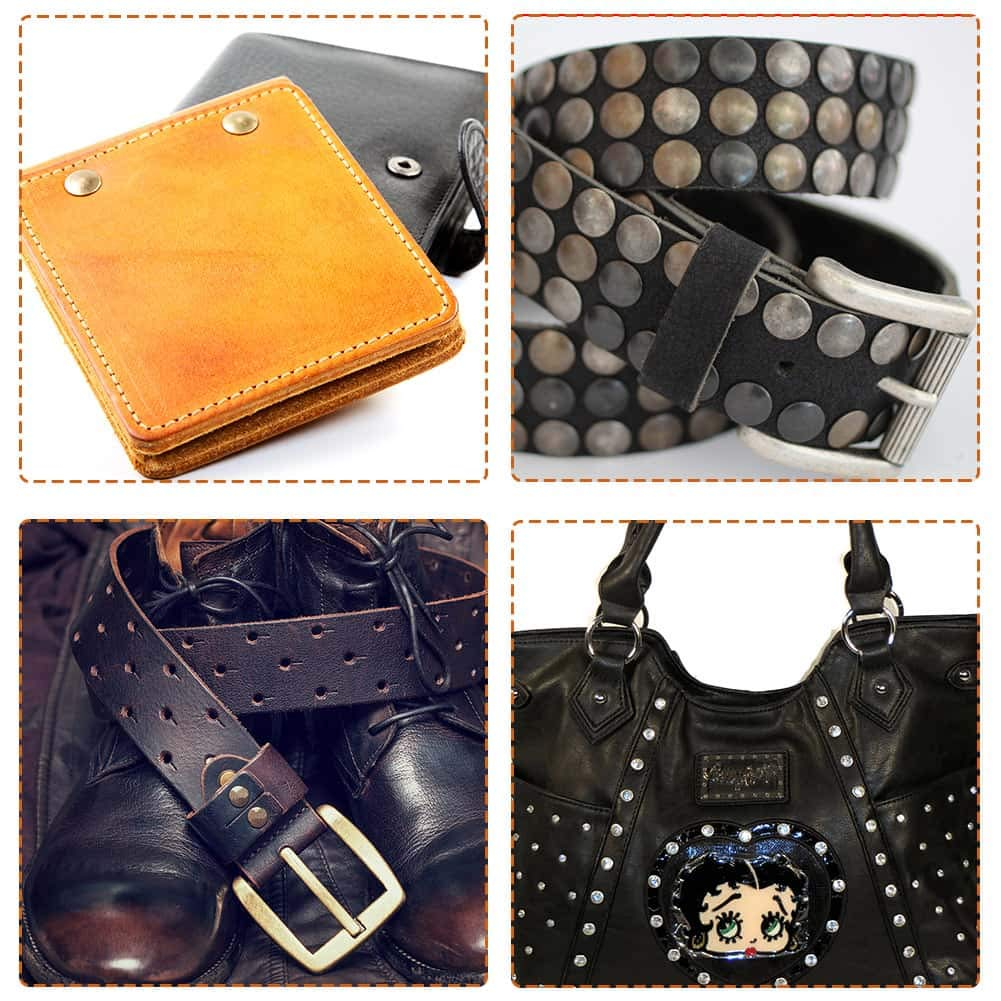 Selizo 480 Sets 4 Colors 3 Sizes Leather Rivets Double Cap Rivet Tubular Metal Studs with 3 Pieces Setting Tool Kit for Leather Craft Repairs Decoration image number 1