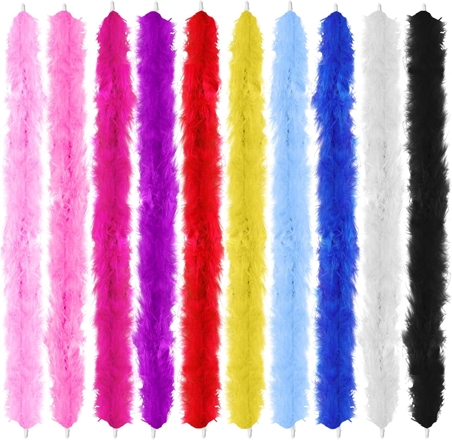 Dqwtb 10 Pcs Feather Boas Artificial Fluffy Boas 6.6Ft Colorful Feather Boas Rainbow Feather Scarf for Women Girls Costume Christmas Birthday Wedding Halloween Party Bulk image number 1