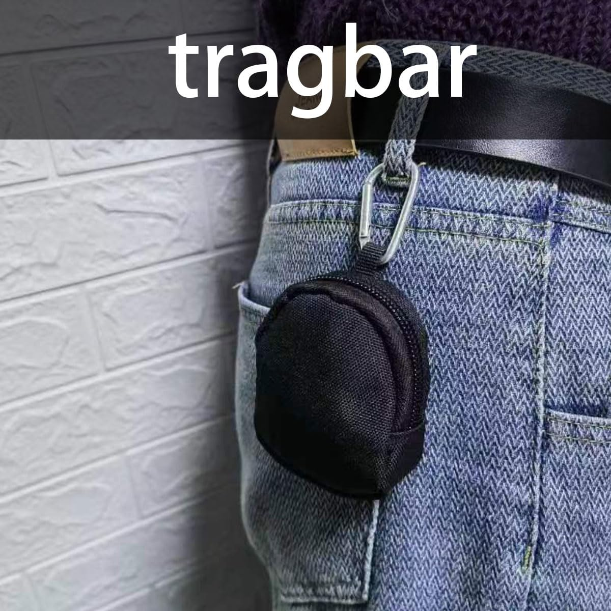 Mkemka Pack of 2 Coin Purse with Zip Purses Nylon Canvas Ring Bag Dog Treat Bag with Carabiner Key Bag image number 6