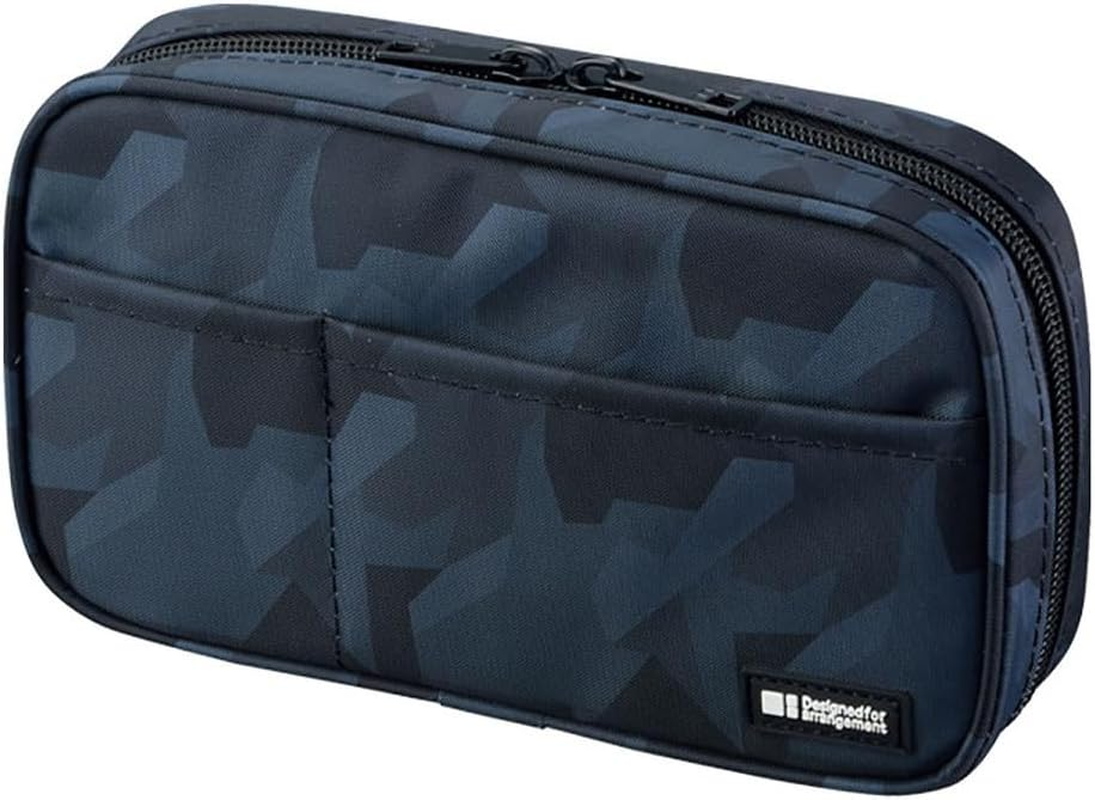 LIHIT LAB Large Capacity Double Zipper Pencil Case for School Office College, Big Capacity 6 Compartments Pencil Bag Holder Adults Teen Boys Girls, Travel Cosmetics Storage, Ice Gray Camo (A7555-135)