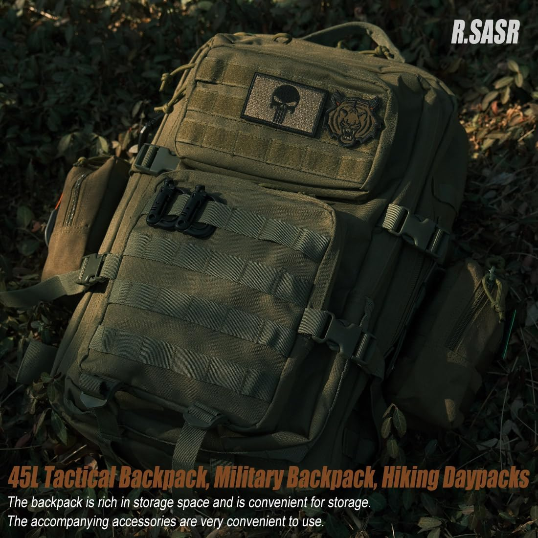 R.SASR Tactical Backpack for Men, Military Backpack, Molle Backpack, 45L, Large Army 3 Day Hiking Backpack image number 1