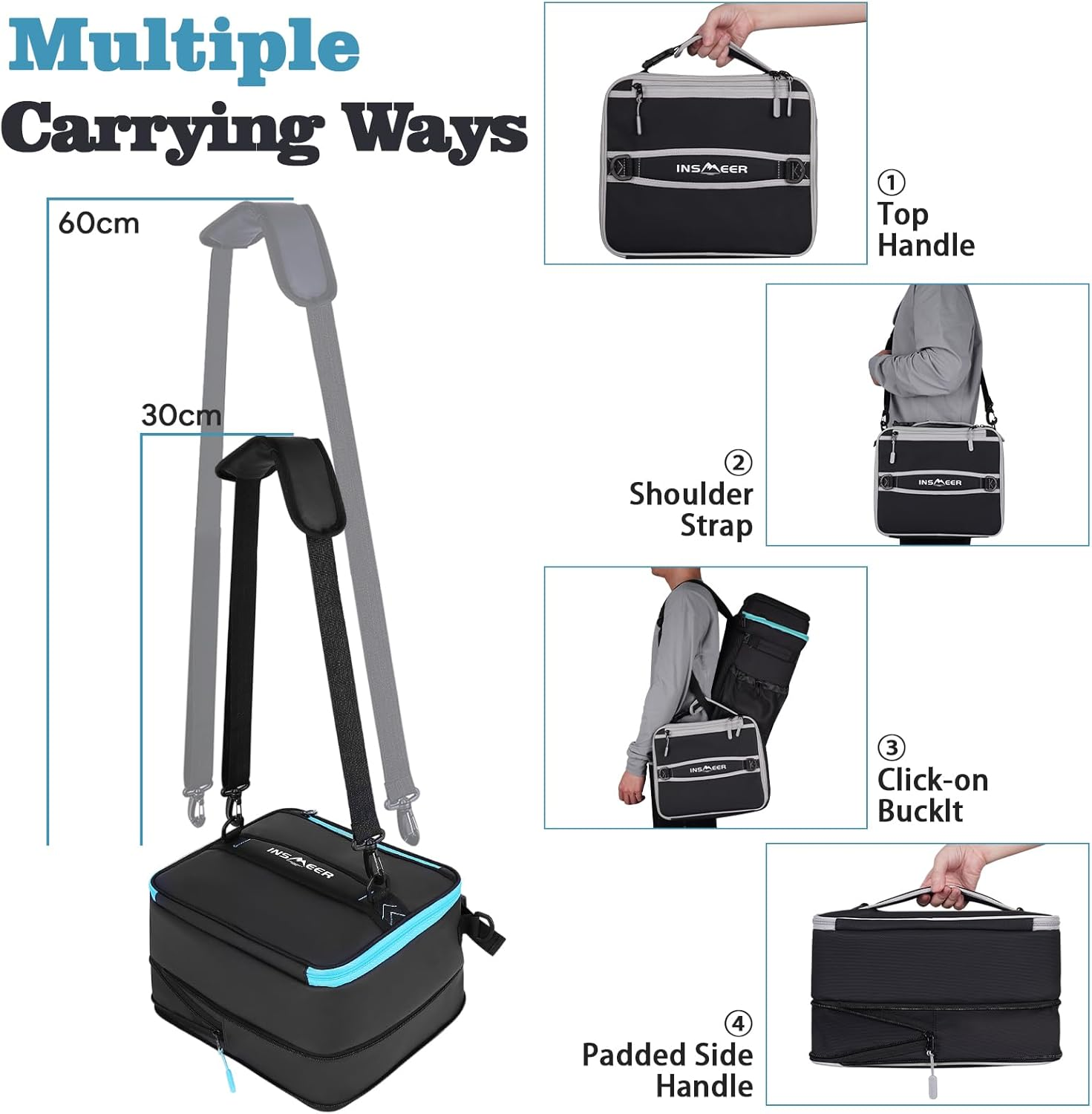 INSMEER Insulated 16L Expandable Lunch Bag, Insulated Lunch Box Cooler Bag with Shoulder Strap &ndash; Lunch Bag for Men, Work, Office & Picnic image number 1