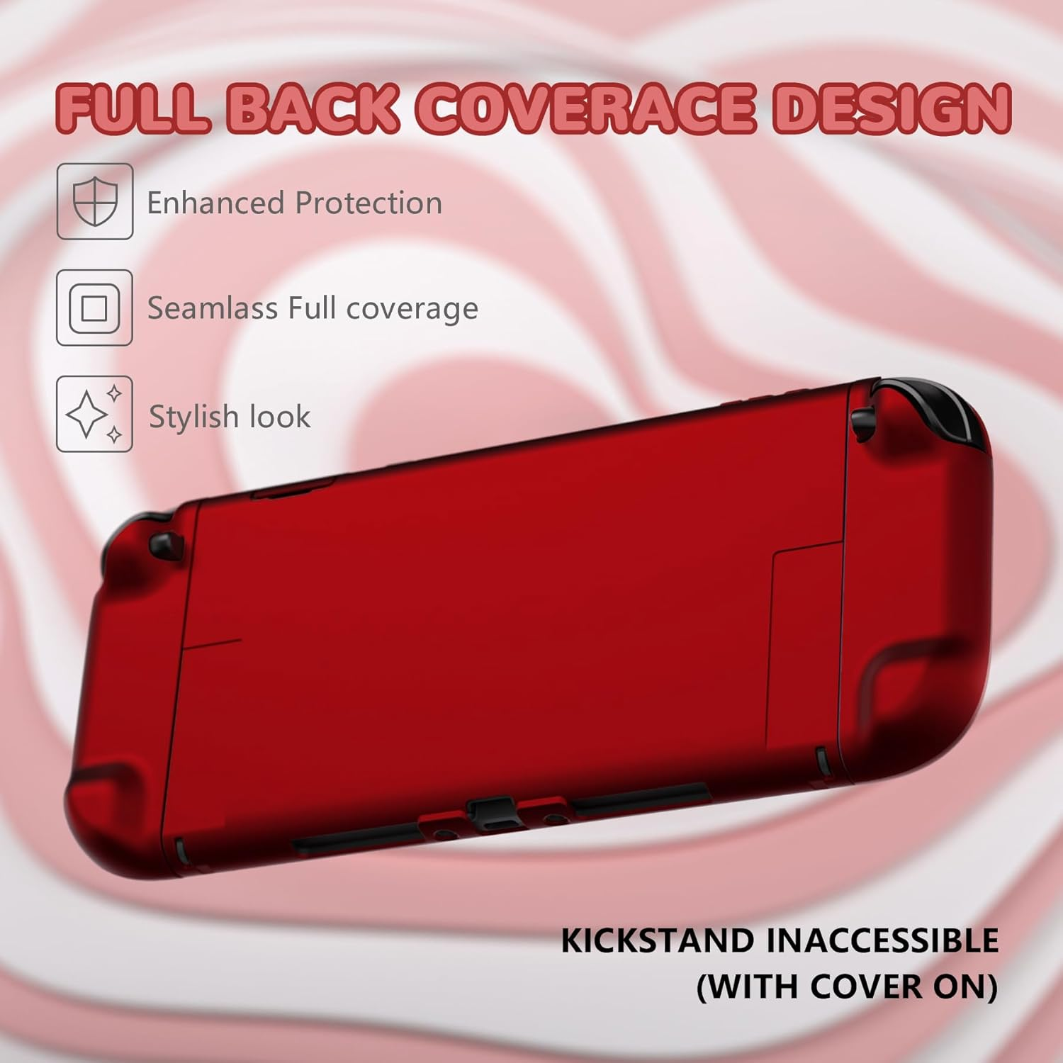 Playvital Hard Case for Nintendo Switch 2 with Extra Stand & Thumb Grip Caps | Split Design, Dockable Protective Full-Body Shell Cover for Nintendo Switch 2 | Solid Color Series, Scarlet Red image number 2