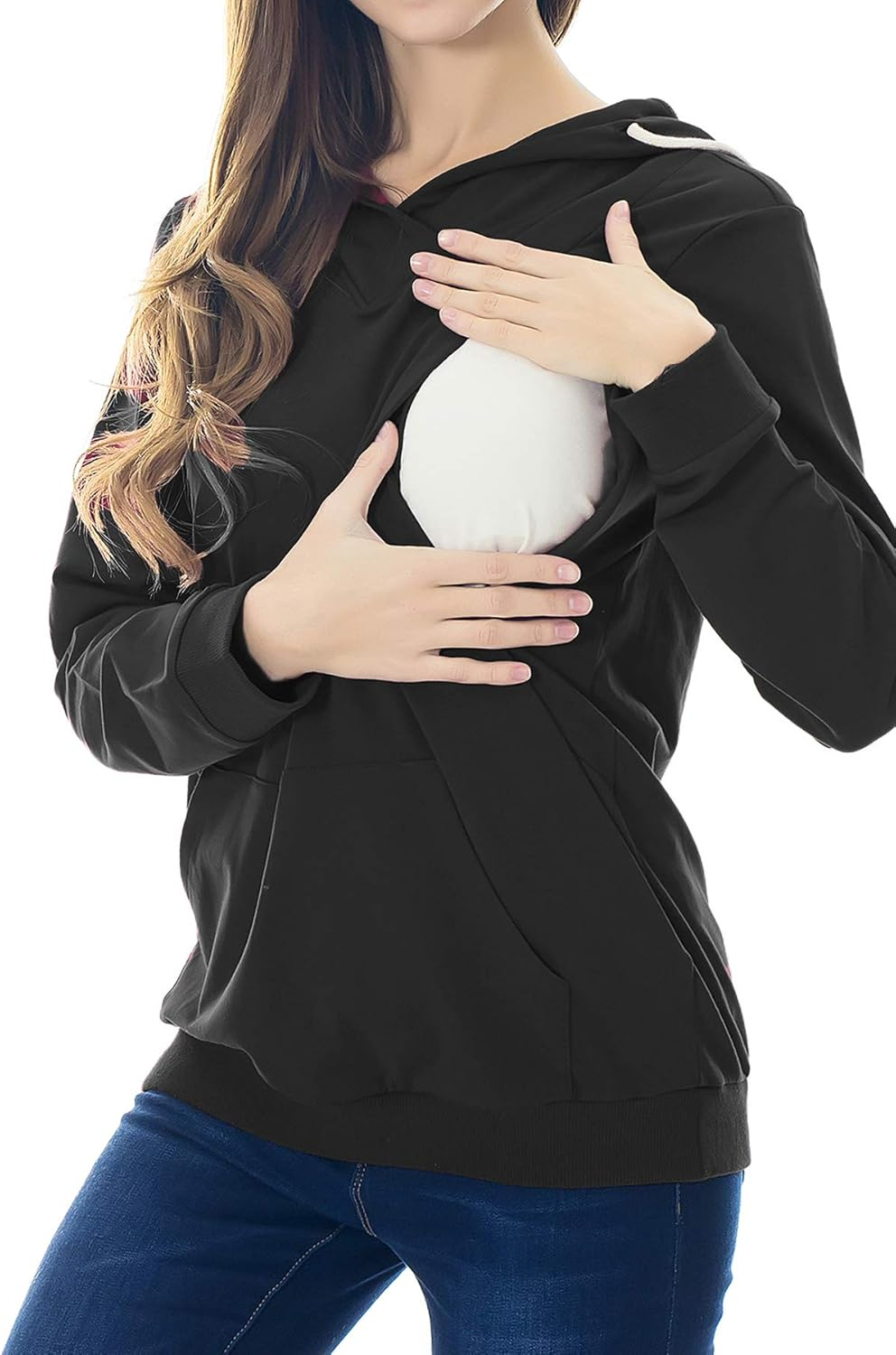 Smallshow Maternity Nursing Hoodies Women&rsquo;S Long Sleeve Breastfeeding Sweatshirt image number 2