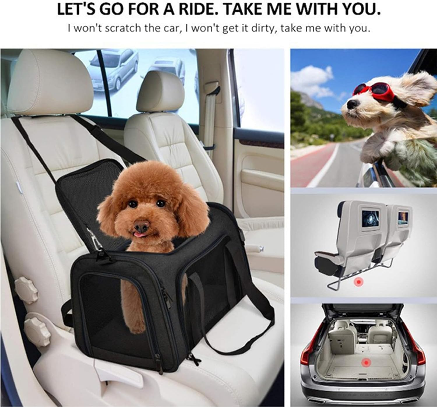 Large Cat Carriers Dog Carrier Pet Carrier for Medium Large Cats Dogs up To, Large Dog Carrier Soft Sided, Collapsible Travel Puppy Carrier (Large, Black) image number 6