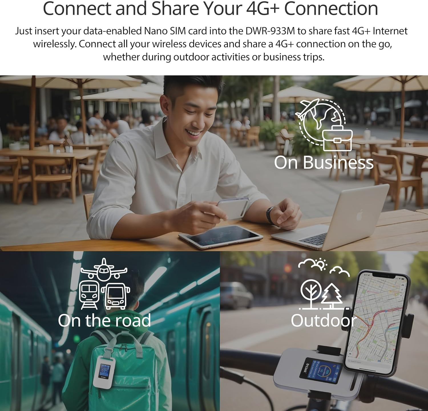 D-Link DWR-933M 4G+ LTE Wifi 6 Mobile Hotpsot with 3000Mah Battery: Travel Router,Unlocked,Share Internet up to 64 Devices,Cat6 LTE-A 300Mbps,Portable Modem,All-Day Connectivity, Compact & Easy Setup image number 3