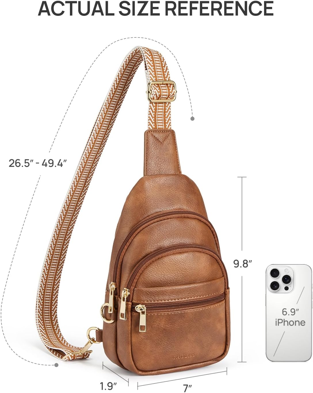 CHOLISS anti Theft Small Sling Bag for Women and Men RFID Leather Crossbody Bags Fanny Pack Chest Bag Travel Purse Daypacks
