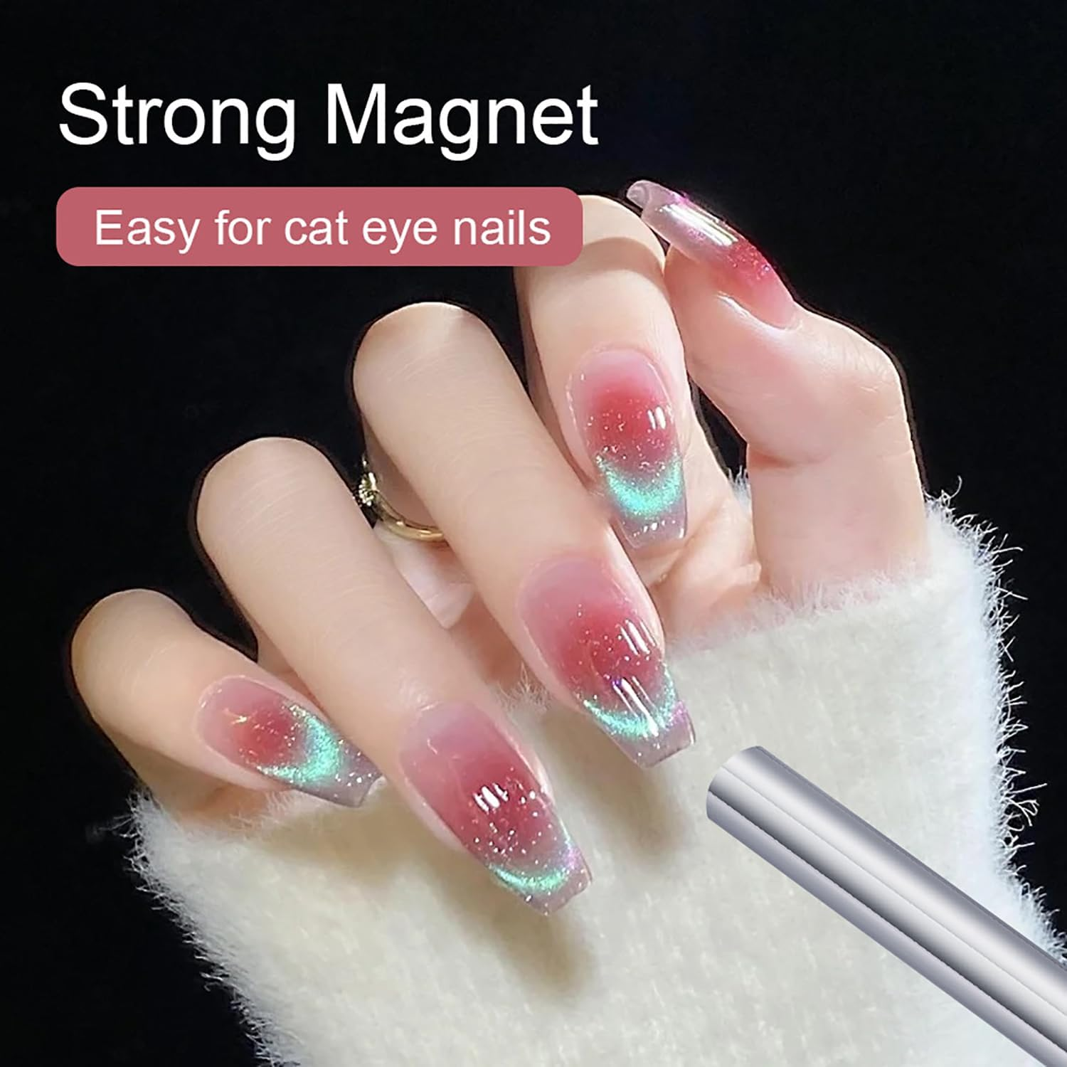 1 Piece Silver Cat Eye Magnet Double-Ended Strong Nail Magnet Stick for Cat Eye Gel Nail Polish image number 1