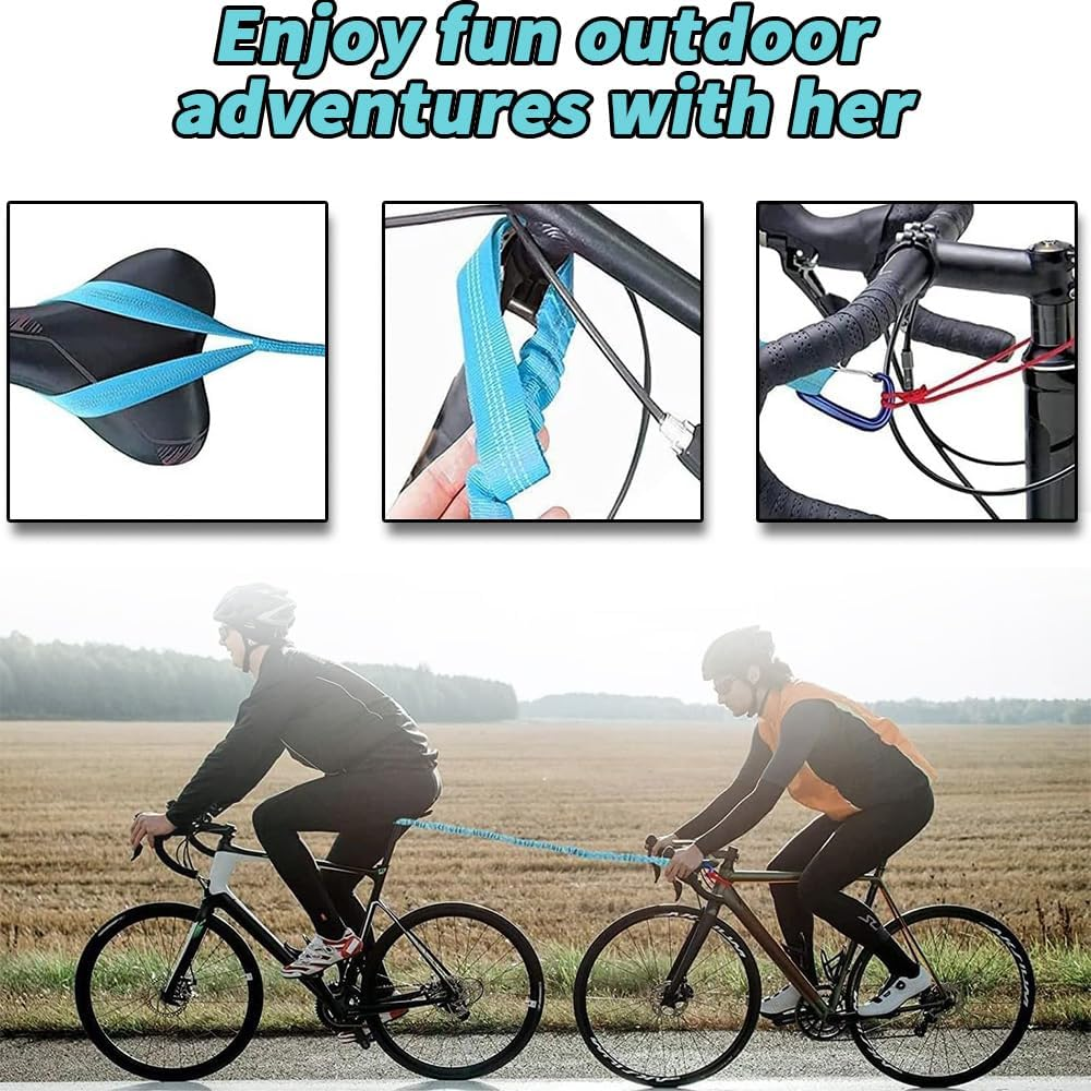 TOMVAES Bicycle Tow Rope, 3 Meters Elastic Bicycle Tow Strap, Elastic Recovery Tow Strap, with Storage Bag, Suitable for Children'S Bicycles,Mountain Bike Parent-Child Ride Attachment, E-Bikes image number 4