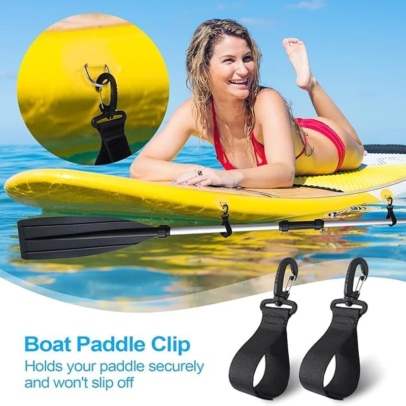 Kayak Paddle Holder,Kayak Paddle Clip, 8Pcs Kayak Paddle Strappaddleboard Paddle Holder, Inflatable Boat Paddle Keeper（Black） Hooks image number 2