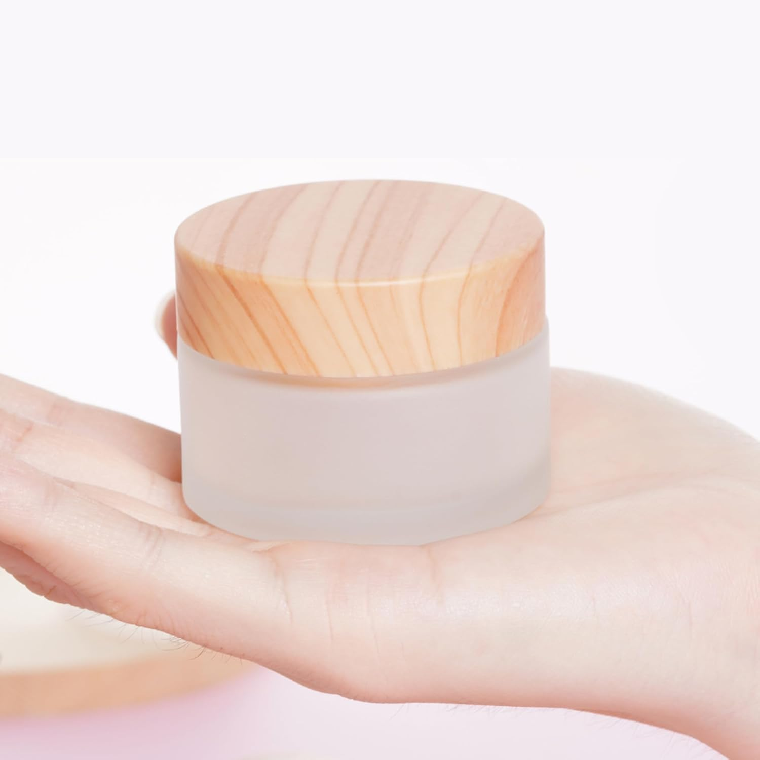 OJIOUI 6Pcs Glass Cosmetic Container Refillable Cosmetic Jar Frosted Glass Cream Container with Leak-Proof Lid Small Empty Sample Jar for Makeup Lotion Eye Creams Scrub Cream (Clear, 15Ml,30Ml,50Ml) image number 6