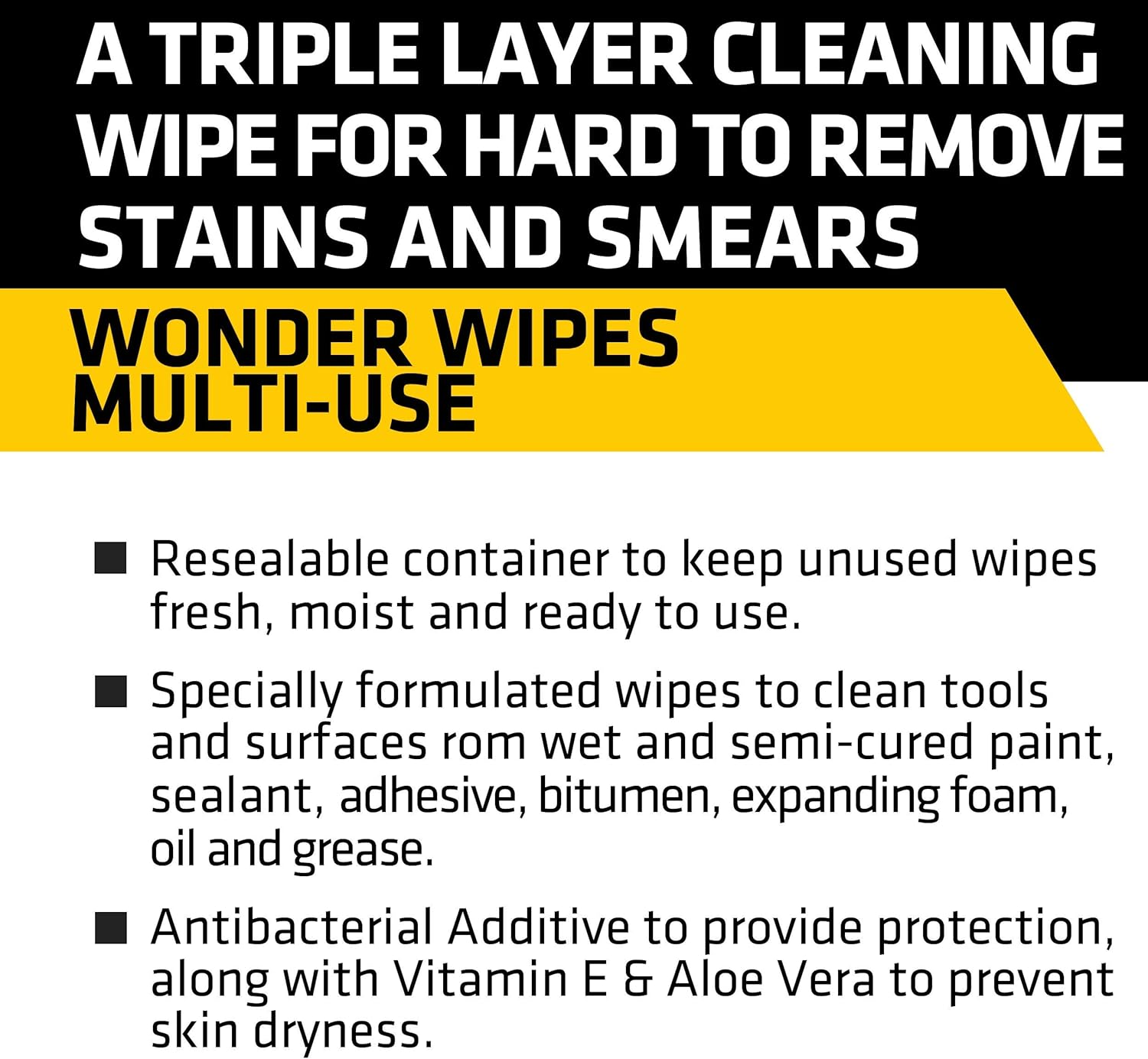 SIKA Everbuild Wonder Wipes Trade Tub of 100, Cleaning Wipe, Rectangular, Unscented, Electronics