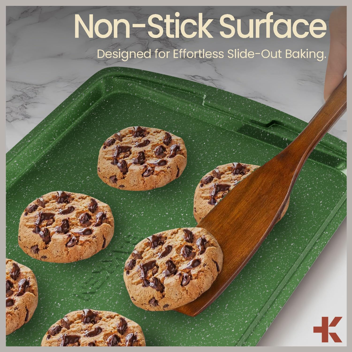 Green 10-Piece Bakeware Sets, Nonstick Carbon Steel Baking Sheet & Pans, Stackable Space-Saving Bakeware, Dishwasher Safe, Stain-Resistant, PFOAPFOSPTFE Free, Oven Safe up to 450&deg;F (230&deg;C) image number 3