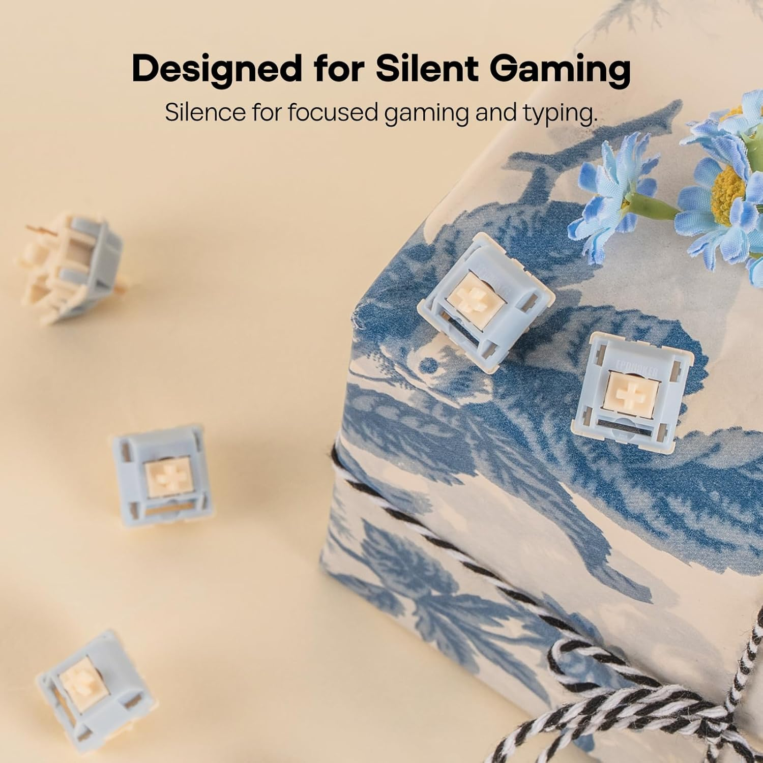 EPOMAKER Sorane 39Gf Gaming Keyboard Switches Set, 35 PCS Linear Silent Switch, 5-Pin Pre-Lubed Switch, with PC Case, POM Stem, Compatible with MX Keycaps for Mechanical Keyboard image number 2