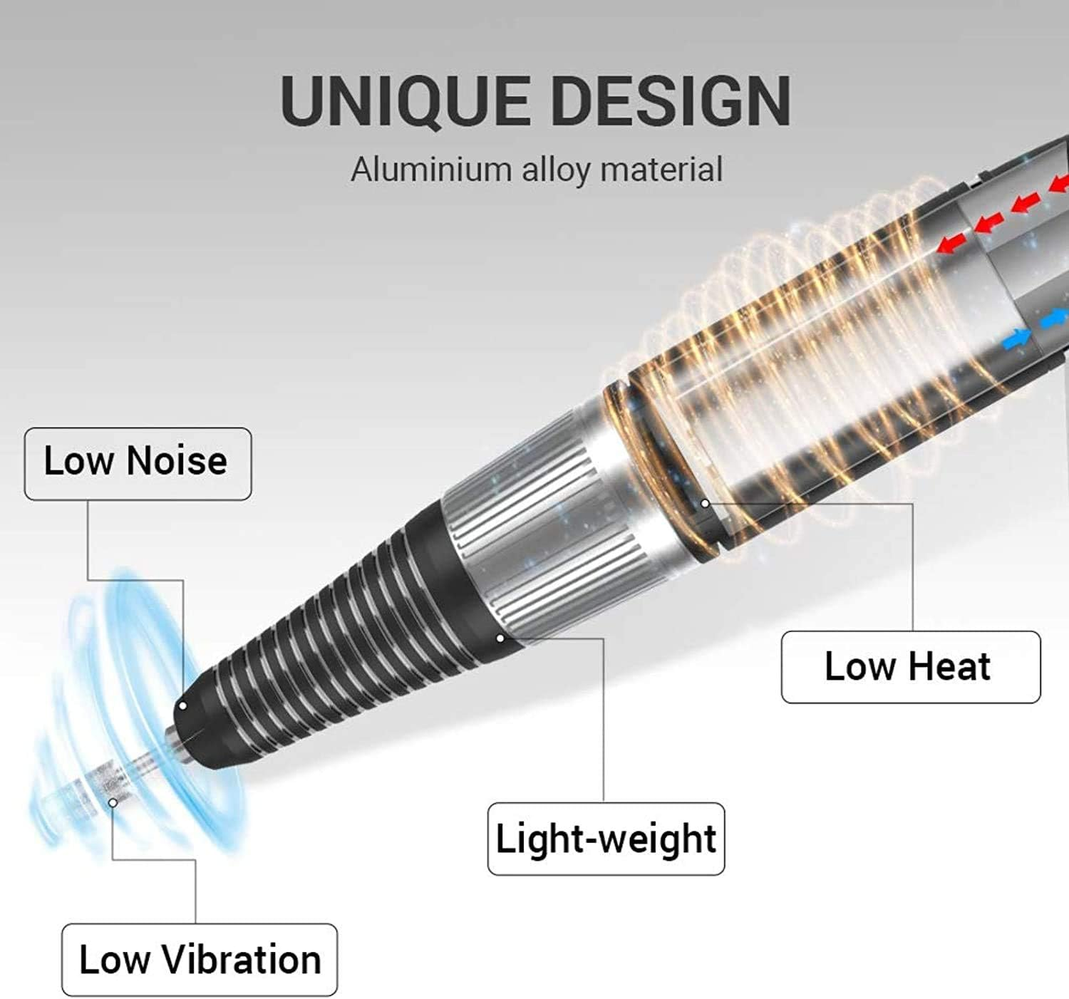 Melodysusie 2-Prong Plugs Handpiece for Scamander Professional Rechargeable 30000 Rpm Nail Drill, Portable E-File, Electric Grinder Tool for Acrylic Nail Natural Extension Poly Nail Gel, Black image number 3