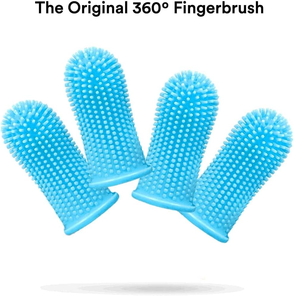 Silicone Toothbrush, Pack of 6 Dog Toothbrushes, Finger Cots Dental Care, Finger Toothbrush for Small, Medium and Large Dogs (Blue) image number 1