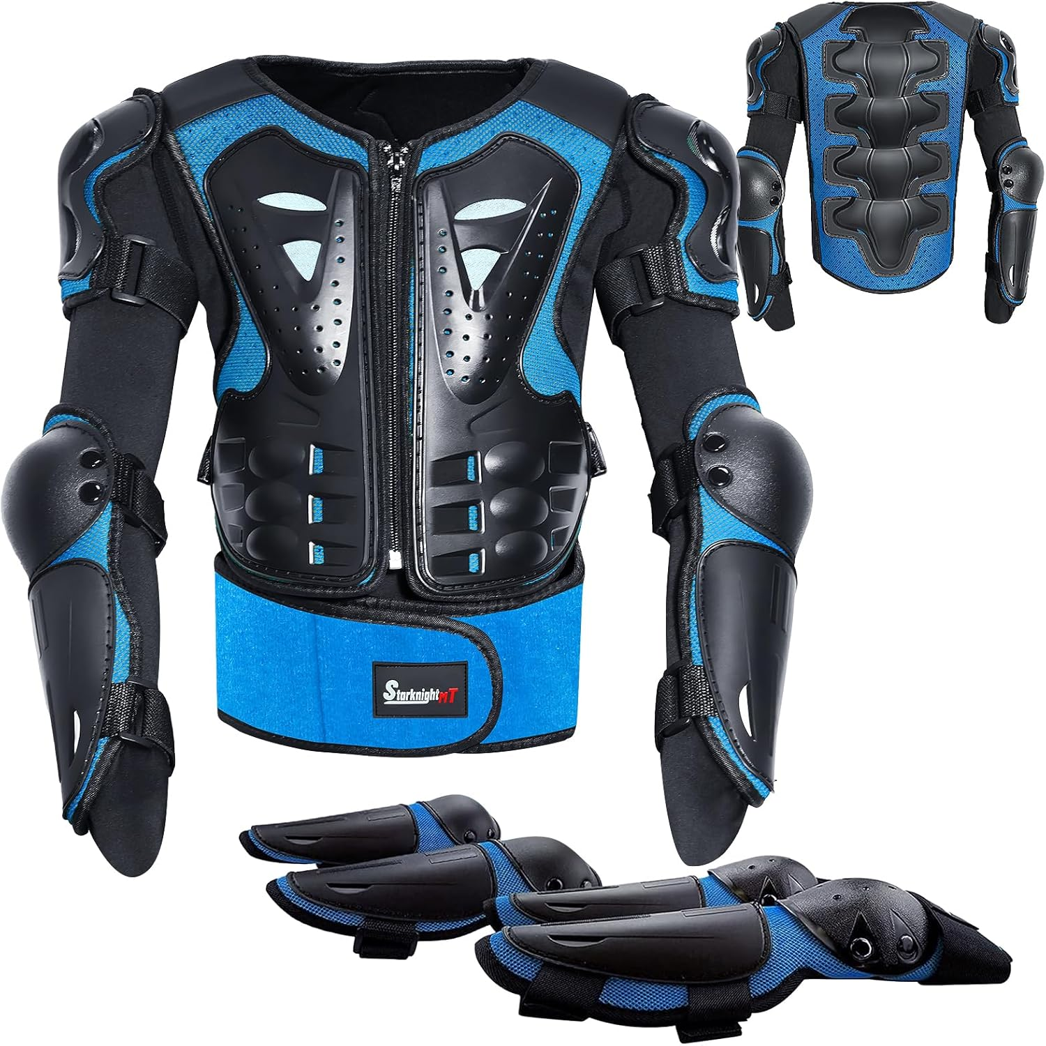 Starknightmt Kids Motorcycle Armor Suit Dirt Bike Gear Riding Protective Chest Spine Back Protector Shoulder Arm Elbow Knee Protector Pads for Cycling Skateboard,Skiing,Skating,Off-Road image number 4