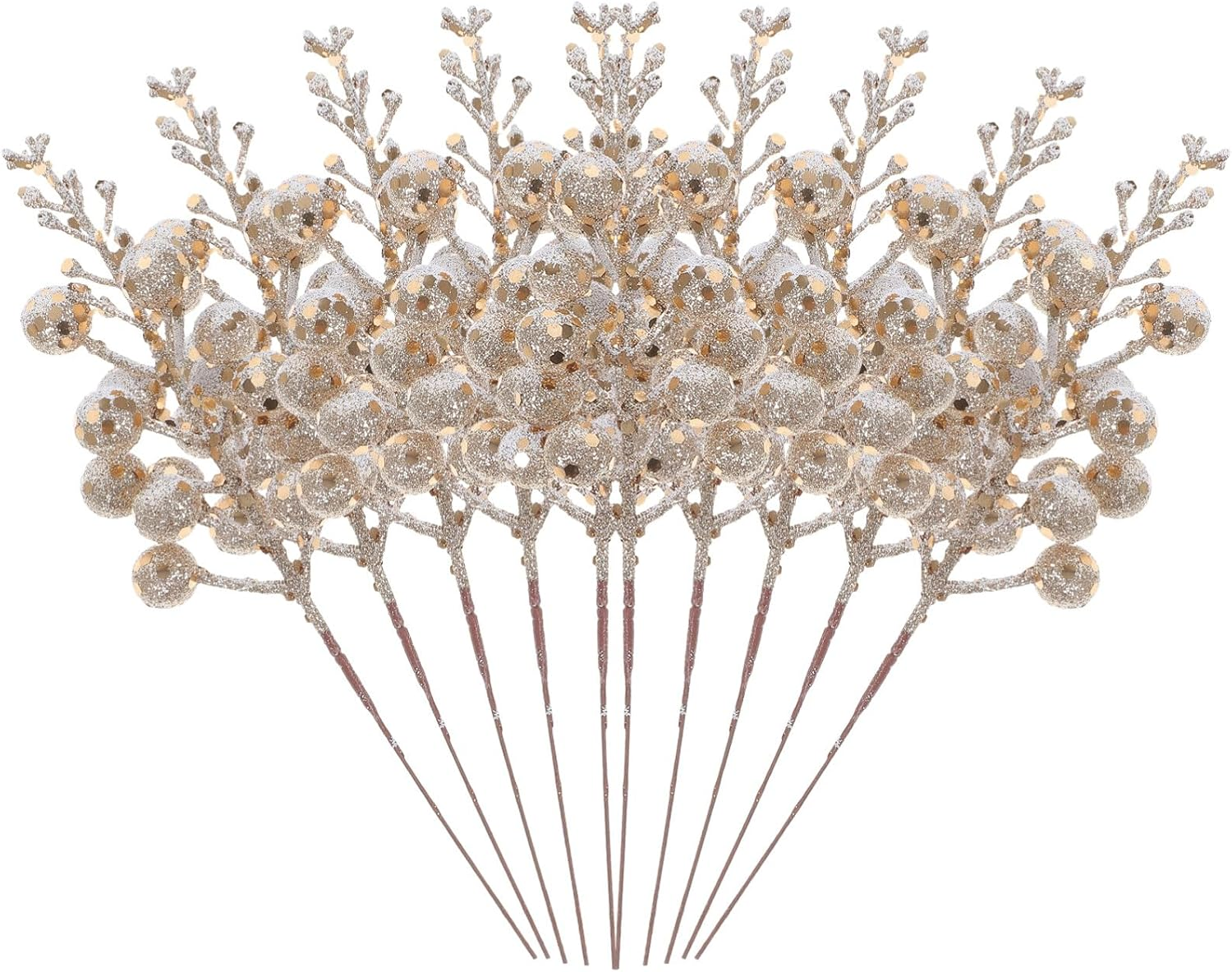 Gatuida Christmas Berry Pick Artificial Berry Stems, 10PCS Christmas Glitter Berries Stems Branches Holly Picks S Tree Ornaments Burgundy Berry Picks