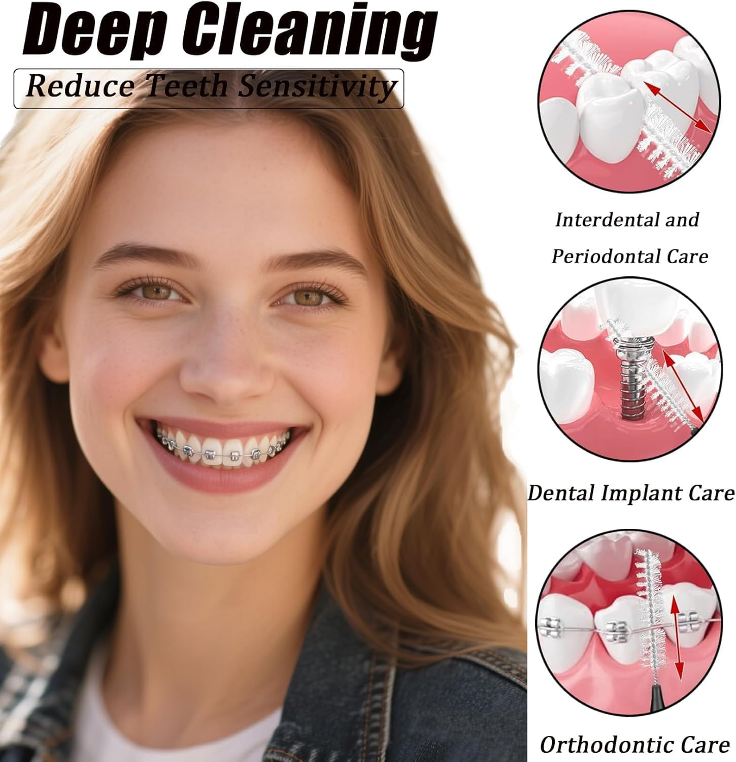 120 Pieces Interdental Brushes, Orthodontic Flossers Toothpicks for Braces, Spiral Dental Brush Head, Braces Cleaner Kit for Efficient Oral Care, Teeth Cleaning Tools, Black image number 5