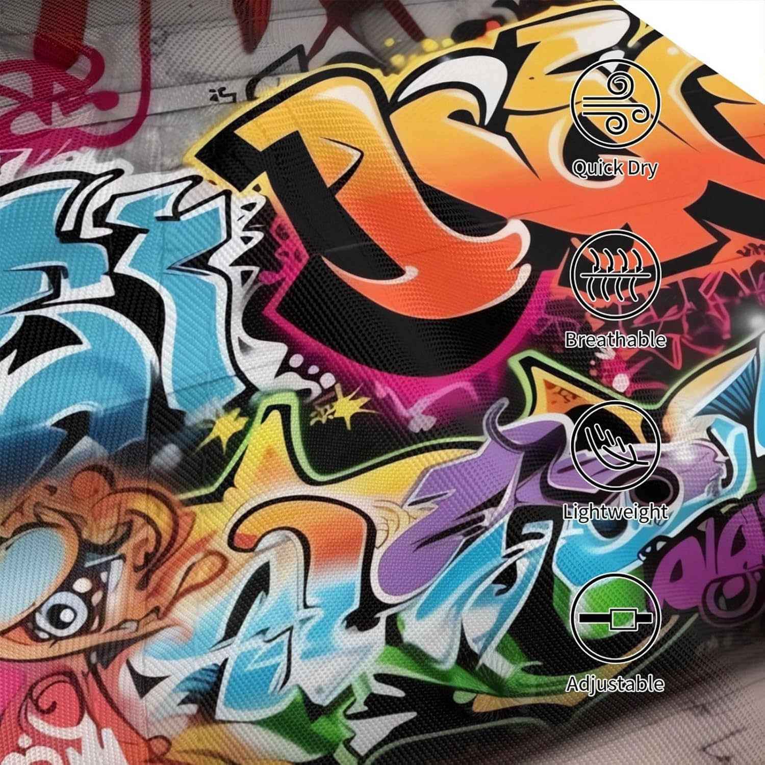 Graffiti Hip Hop Baseball Cap for Women Men Classic Adjustable Summer Sun Hat Sports Stylish Trucker Hat Golf Cap Dad Hats for Running Workout Black image number 2