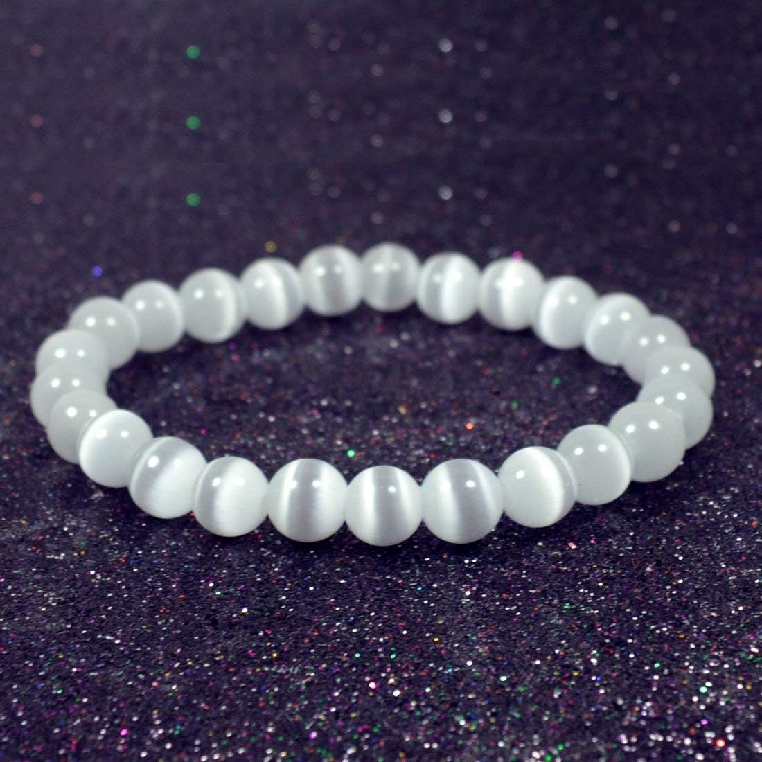 Reiki Crystal Products Natural Selenite Bracelet 8Mm for Reiki Healing and Vastu Correction Protection Concentration Spirituality and Increasing Creativity image number 1