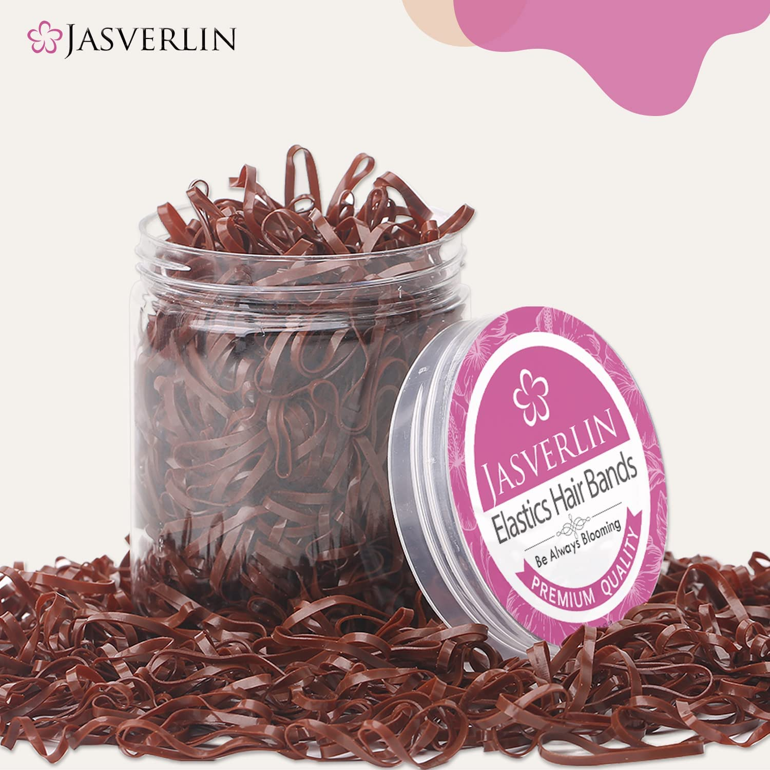 JASVERLIN Elastic Hair Bands, Tiny Elastics Baby Brown Ponytail Holders Soft Hair Ties Styling No Damage 1000Pcs image number 3