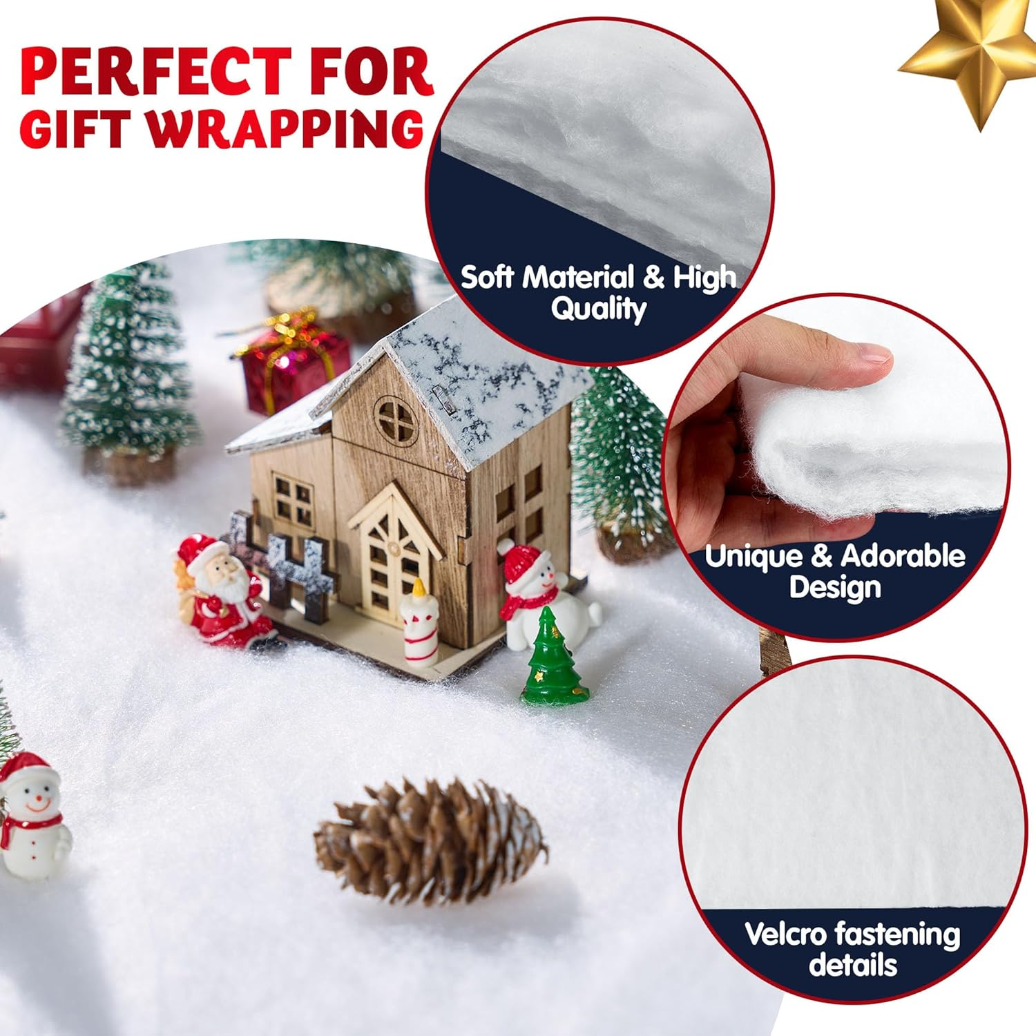 JOYIN Christmas Snow Blanket Roll (15In X 10Ft), 1 Pcs for Decoration, Village Displays, under the Tree - Thick White Soft Fake Snow Cover for Holiday Decor and Winter Displays image number 6