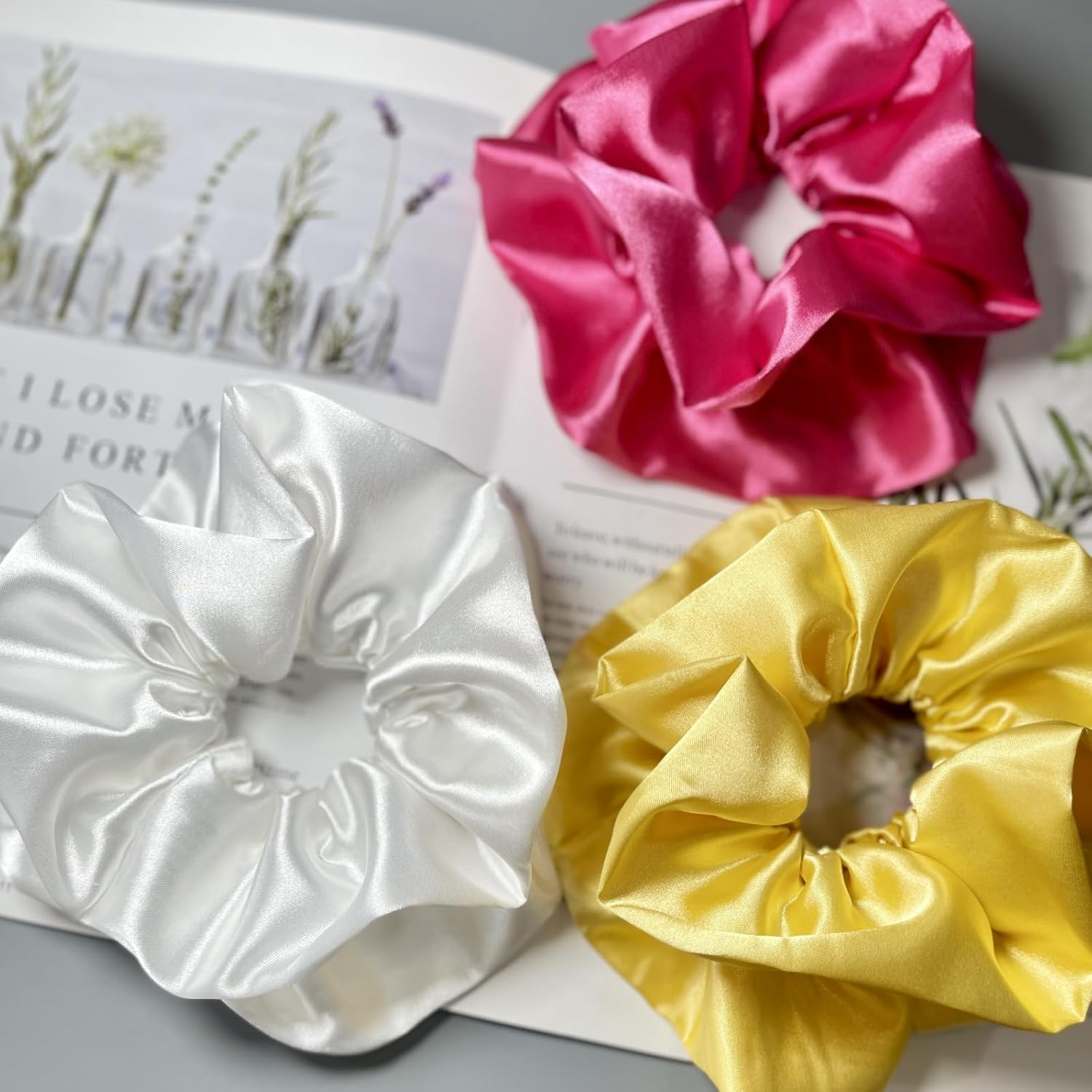 Women Girls Large Satin Scrunchies XL Silk Jumbo Scrunchie for Thick Long Hair Oversized Giant Scrunchy Hair Ties image number 3