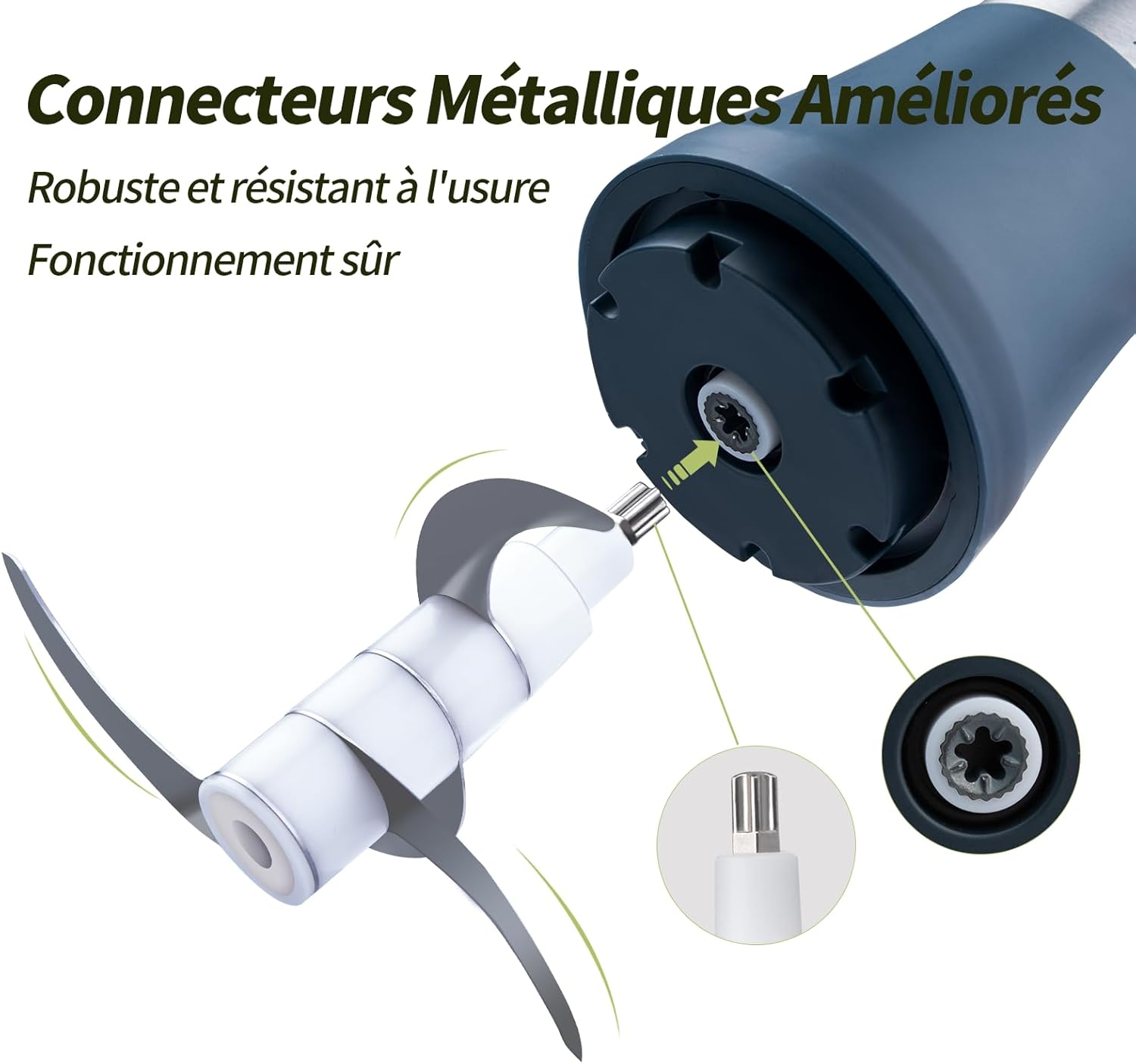 Electric Chopper, 300W Blender Chopper 2L with Copper Motor & Stainless Steel Bowls, 4 Removable Blades, 2 Adjustable Speeds Food Processor for Meat/Vegetables/Fruits/Kitchen image number 6