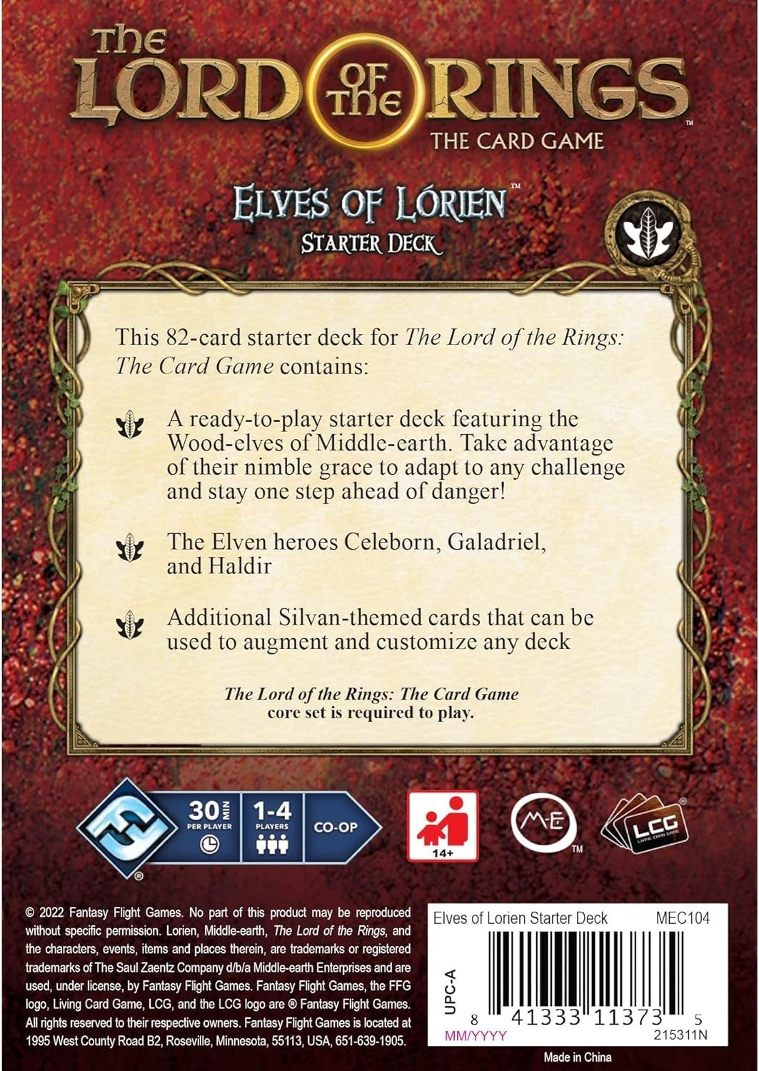 Fantasy Flight Games Asmodee North America the Lord of the Rings LCG Elves of Lorien Starter Deck Card Game image number 3