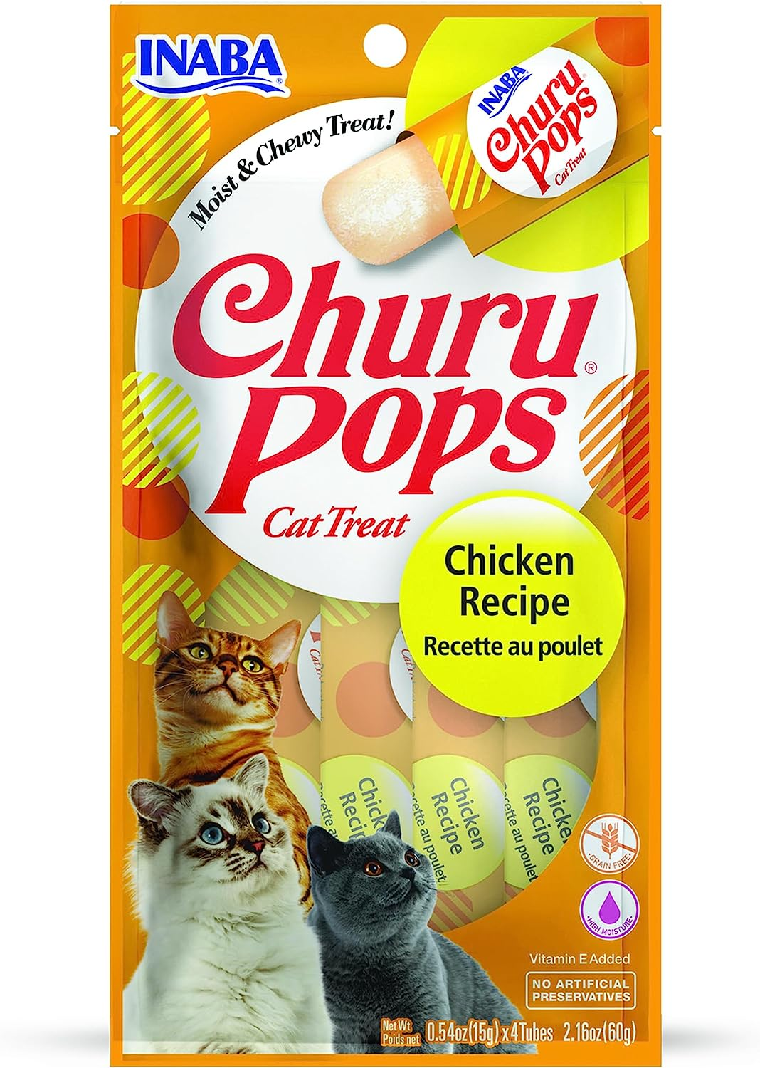 INABA Churu Pops Chicken Recipe for Cat, 4 Count 60 Grams image number 4