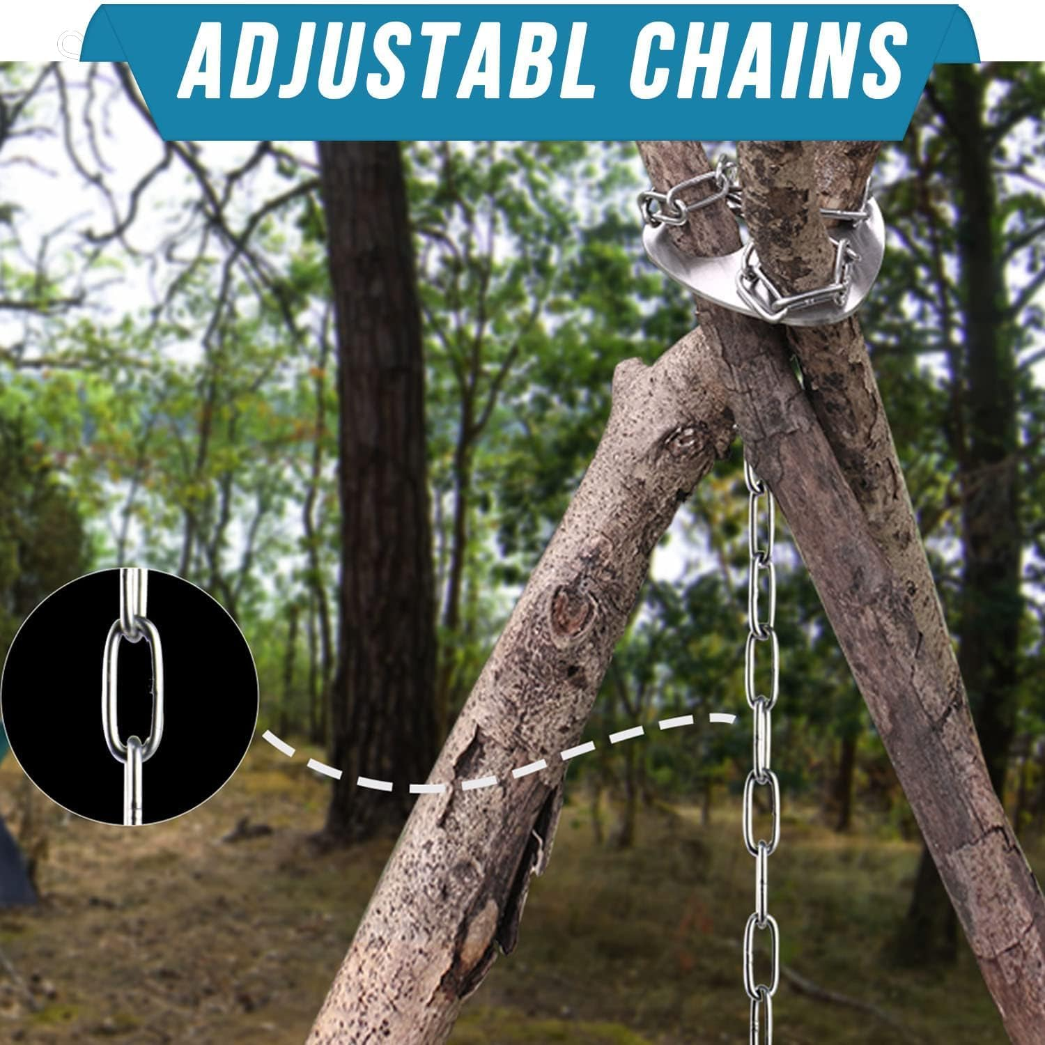 Camping Tripod for Cooking, Newest Survival Cooking Gear, Stainless Steel Cooking Tripod for Campfire, Campfire Cooking Accessories for Outdoor Cooking, Picnic, Hiking, Camping image number 2