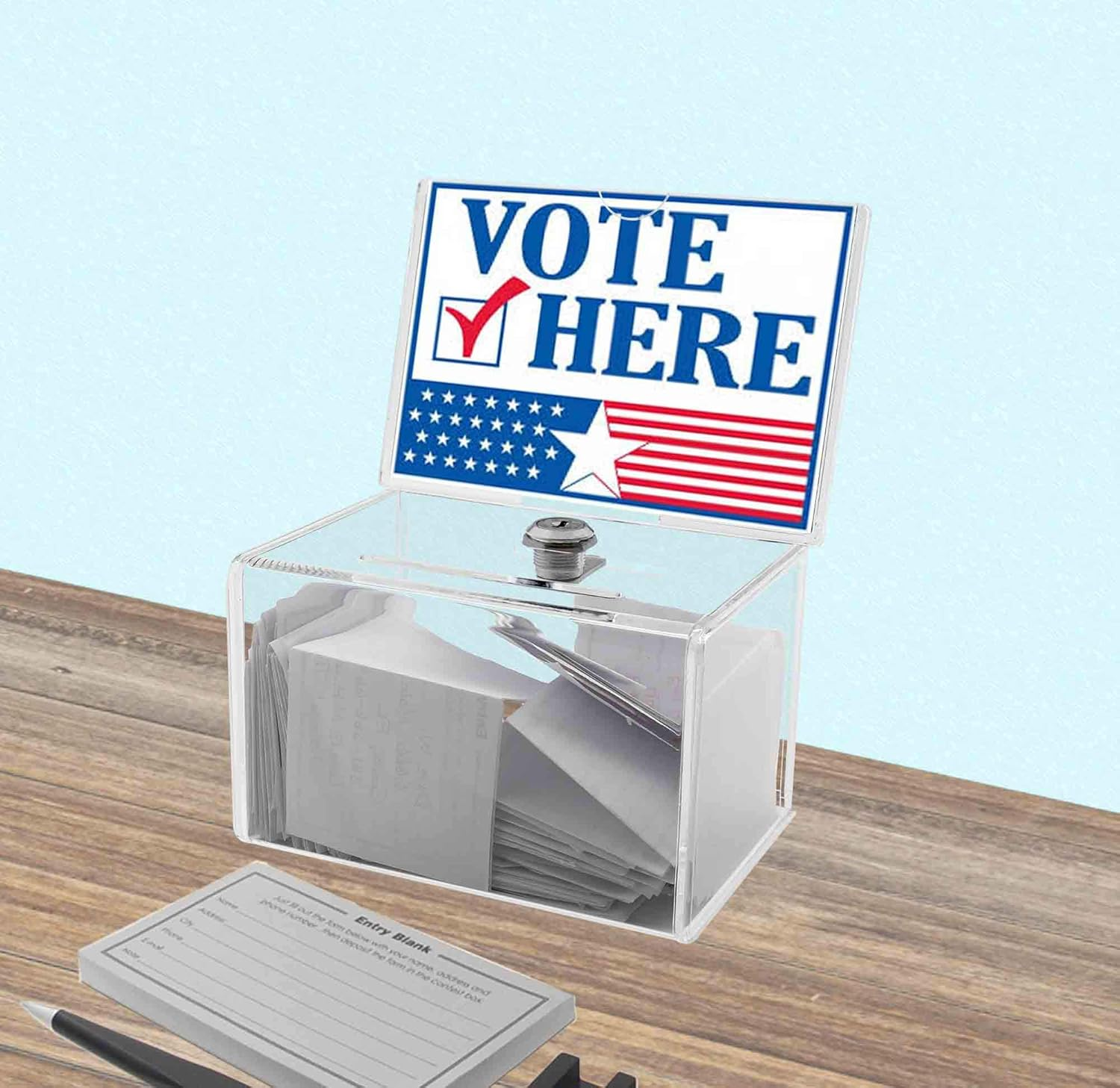 Deflecto Classicimage Suggestion Box - Ideal for Business Cards, Raffle, Tips & Charity Donations Collection - Lockable with Stackable Sign Holder image number 3