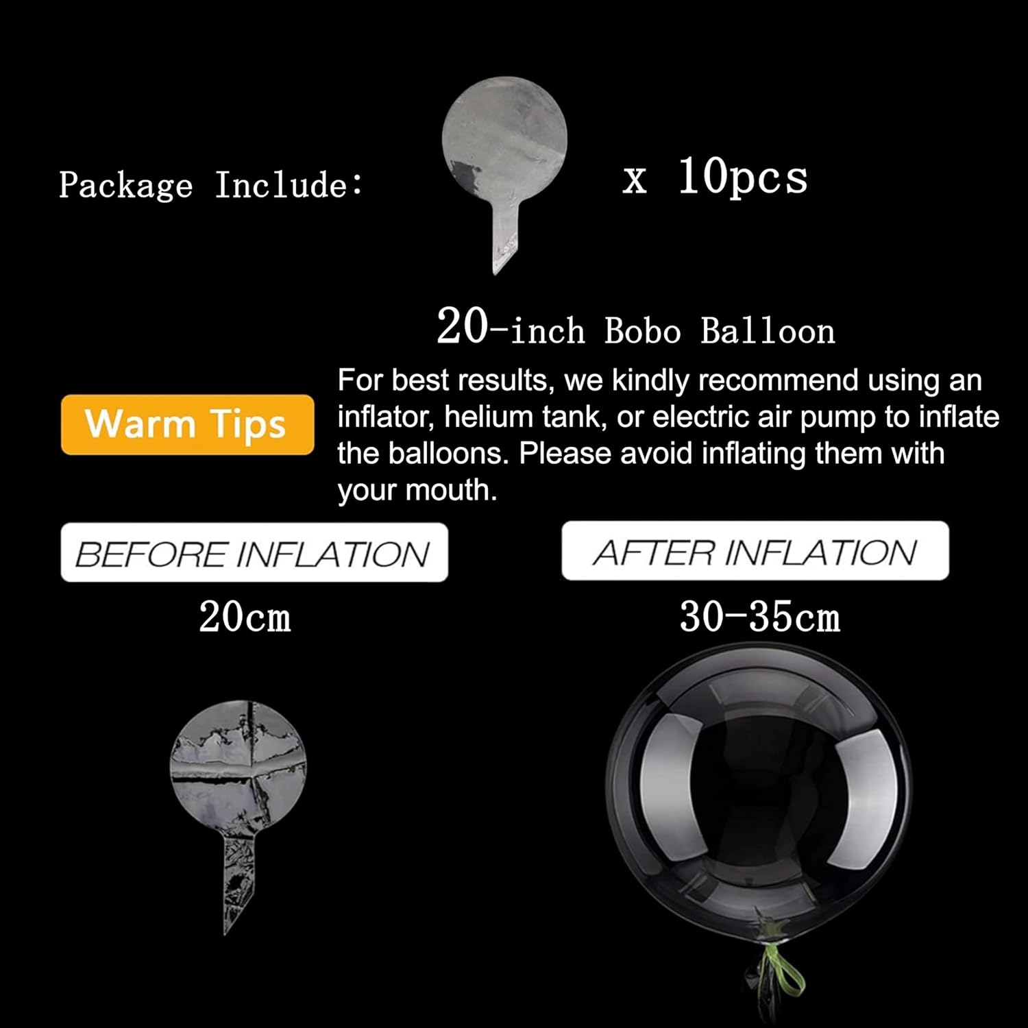 10Pcs 20Inches Bobo Balloons Middle Large Crystal Clear Transparent Bubble Balloon for Christmas Wedding Birthday Baby Shower Valentine'S Day Party Decoration image number 4