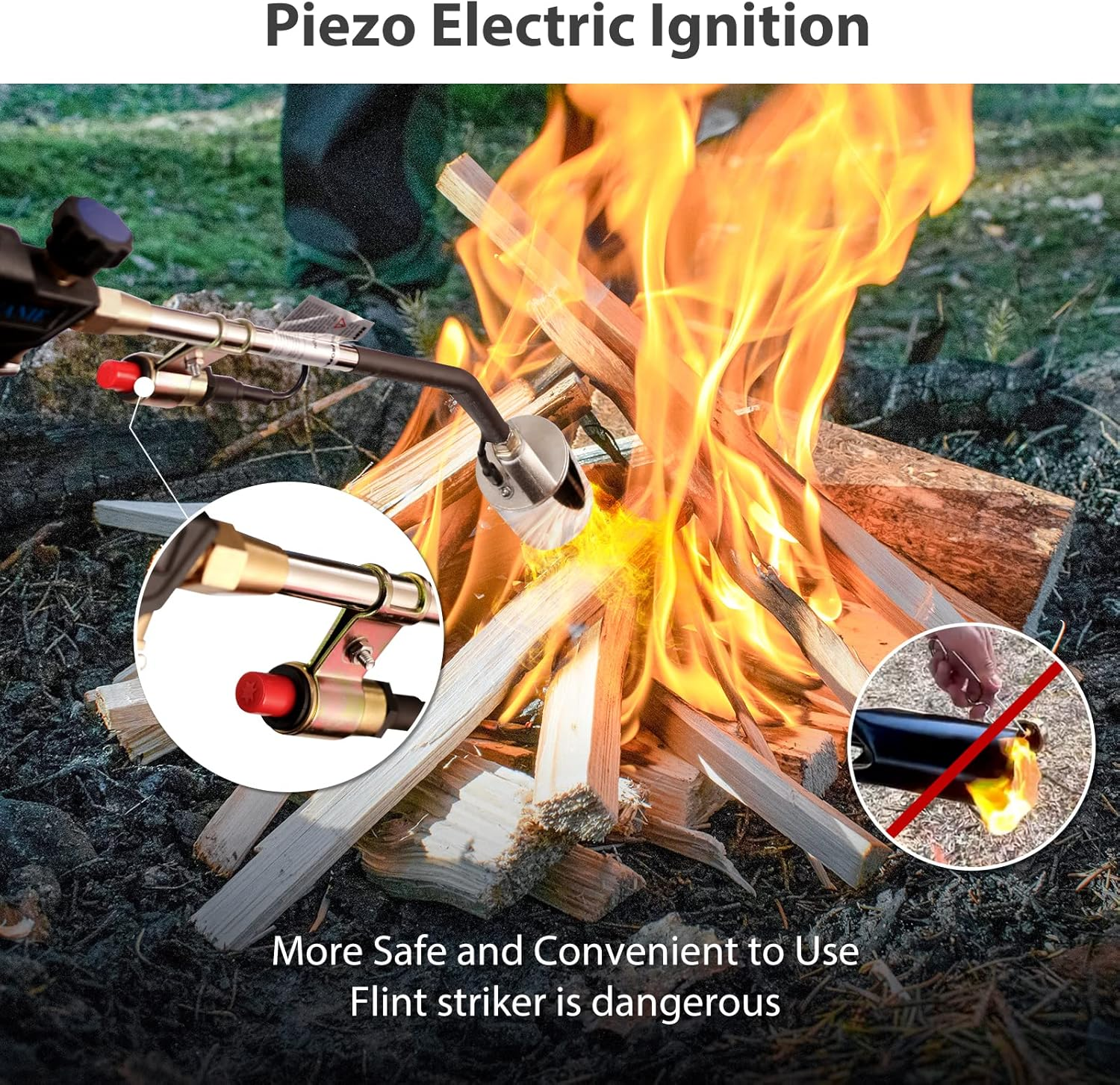 Propane Torch Burner Weed Torch High Output 2,400,000 BTU with 10FT Hose,Heavy Duty Blow Torch with Flame Control and Turbo Trigger Push Button Igniter,Flamethrower for Garden Wood Ice Snow Road (Blue image number 3